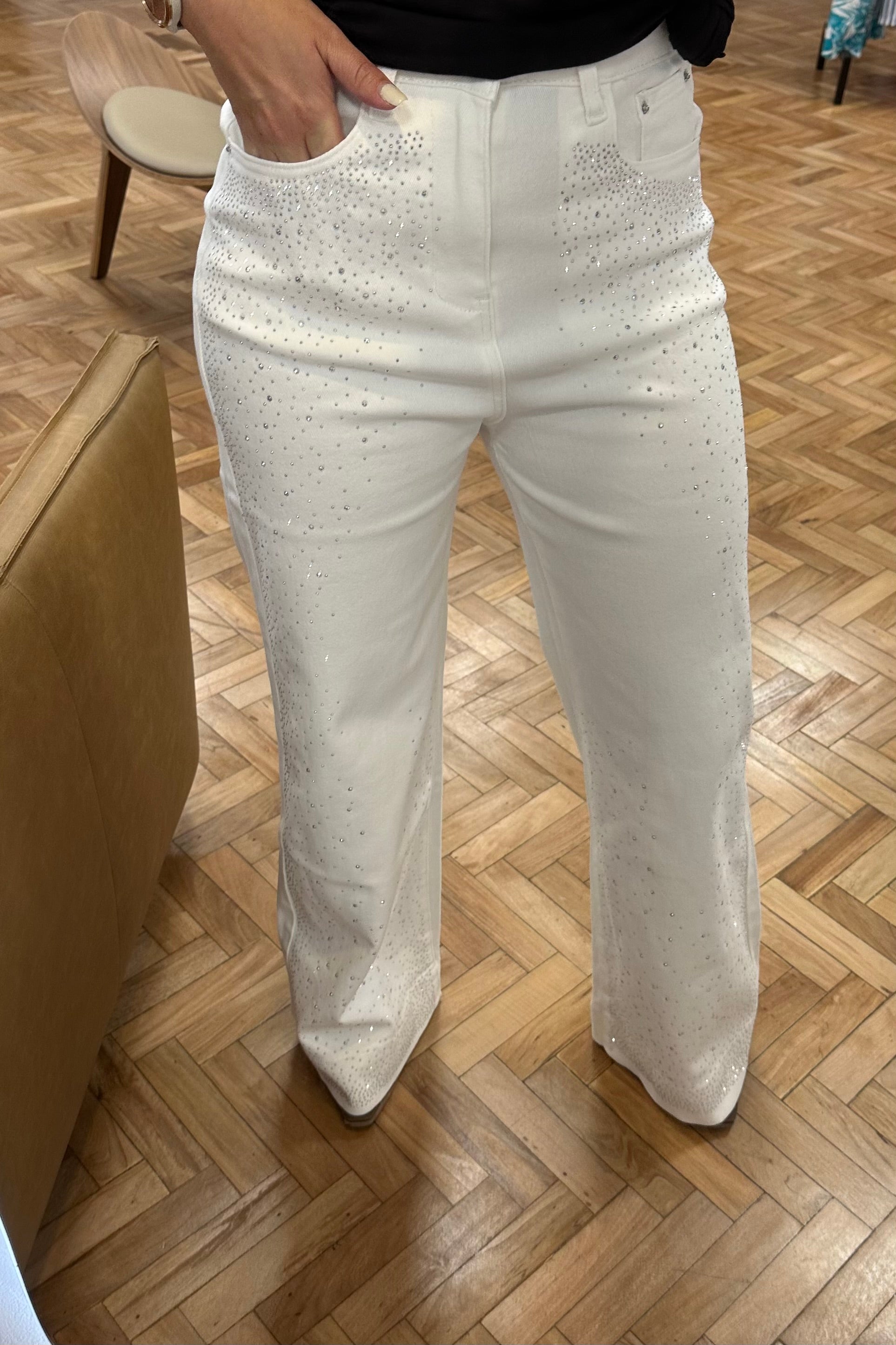Jeans Brillo Blanco