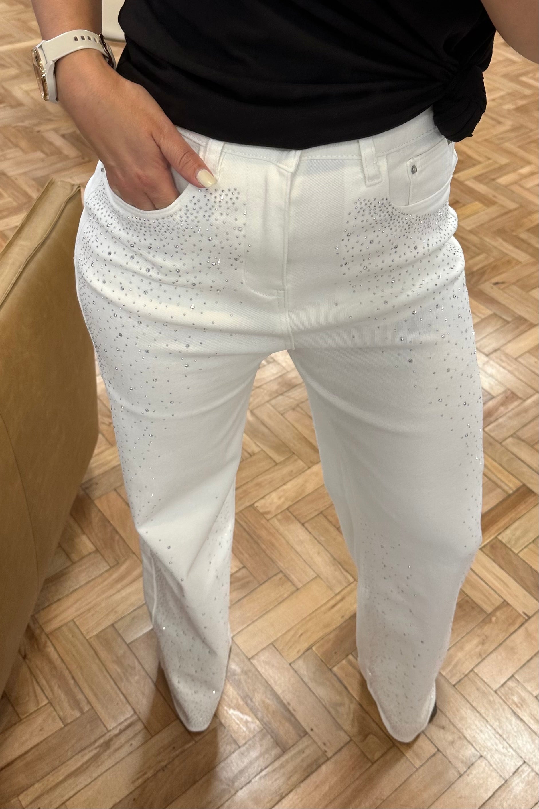 Jeans Brillo Blanco