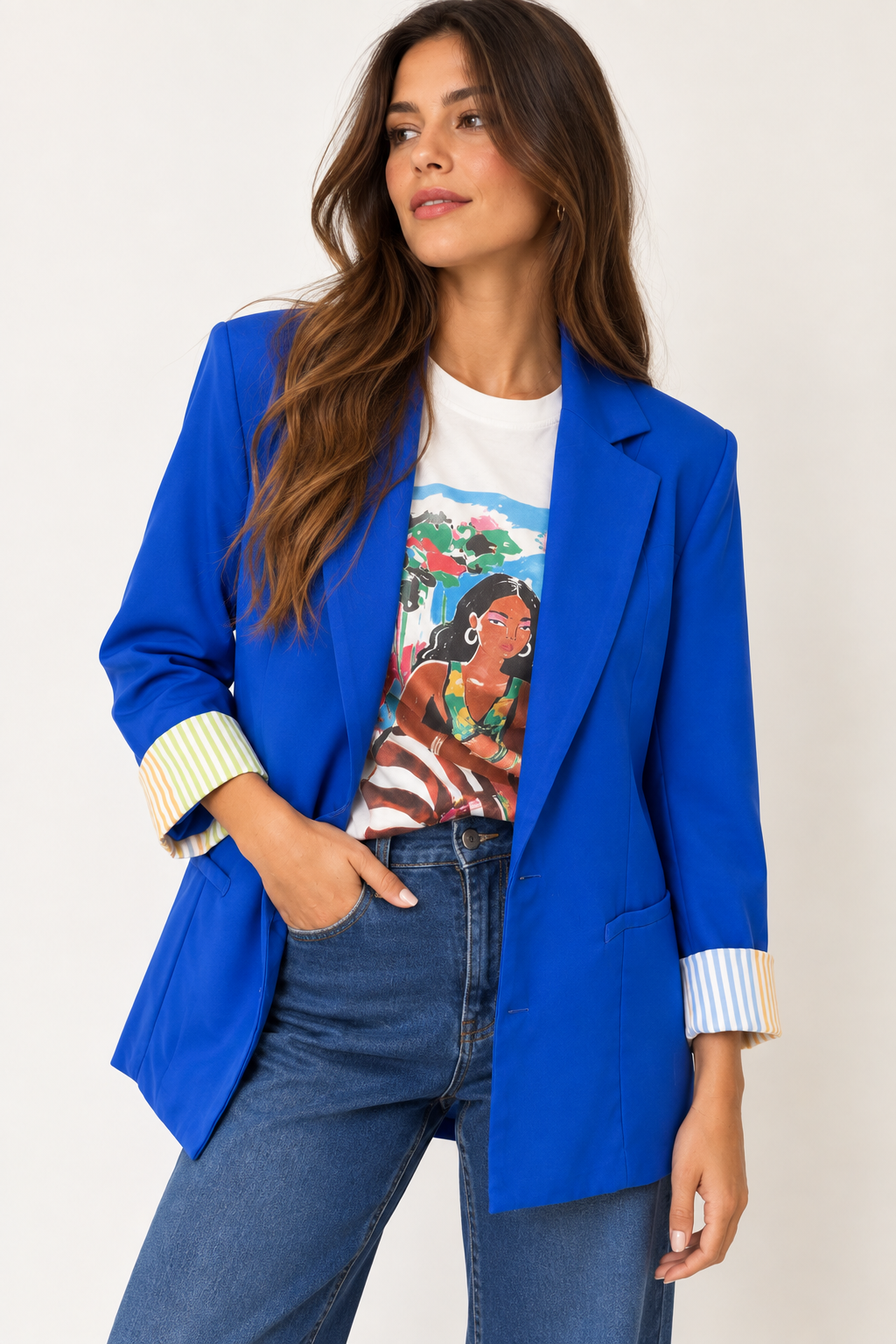 Blazer Landó Rayas Azul Francia