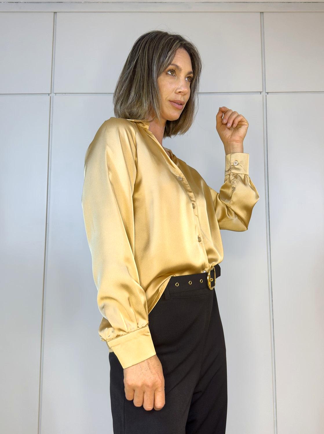 Camisa Plizada Camel