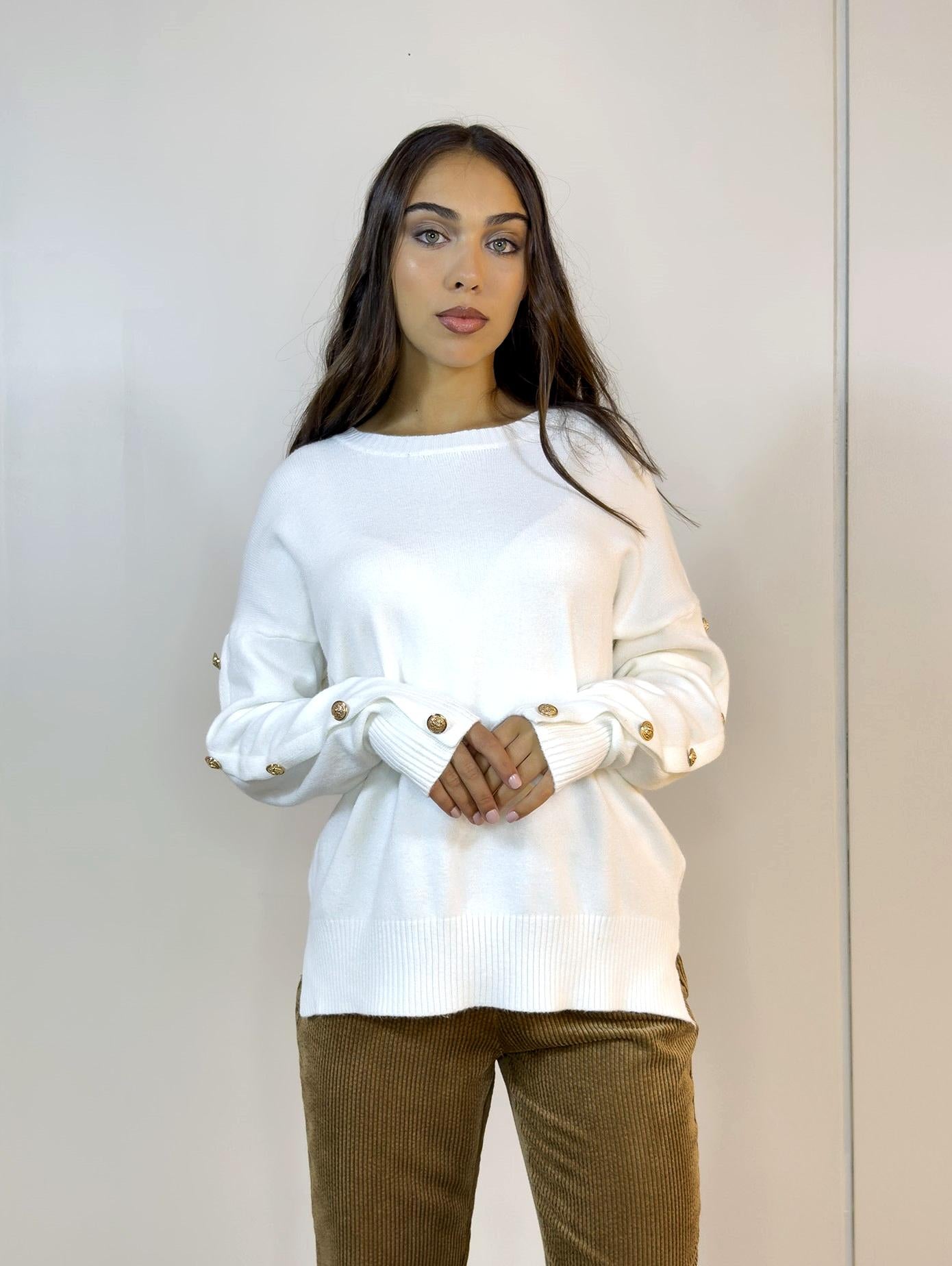 Buzo Bottoni Blanco, textura y diseño minimalista