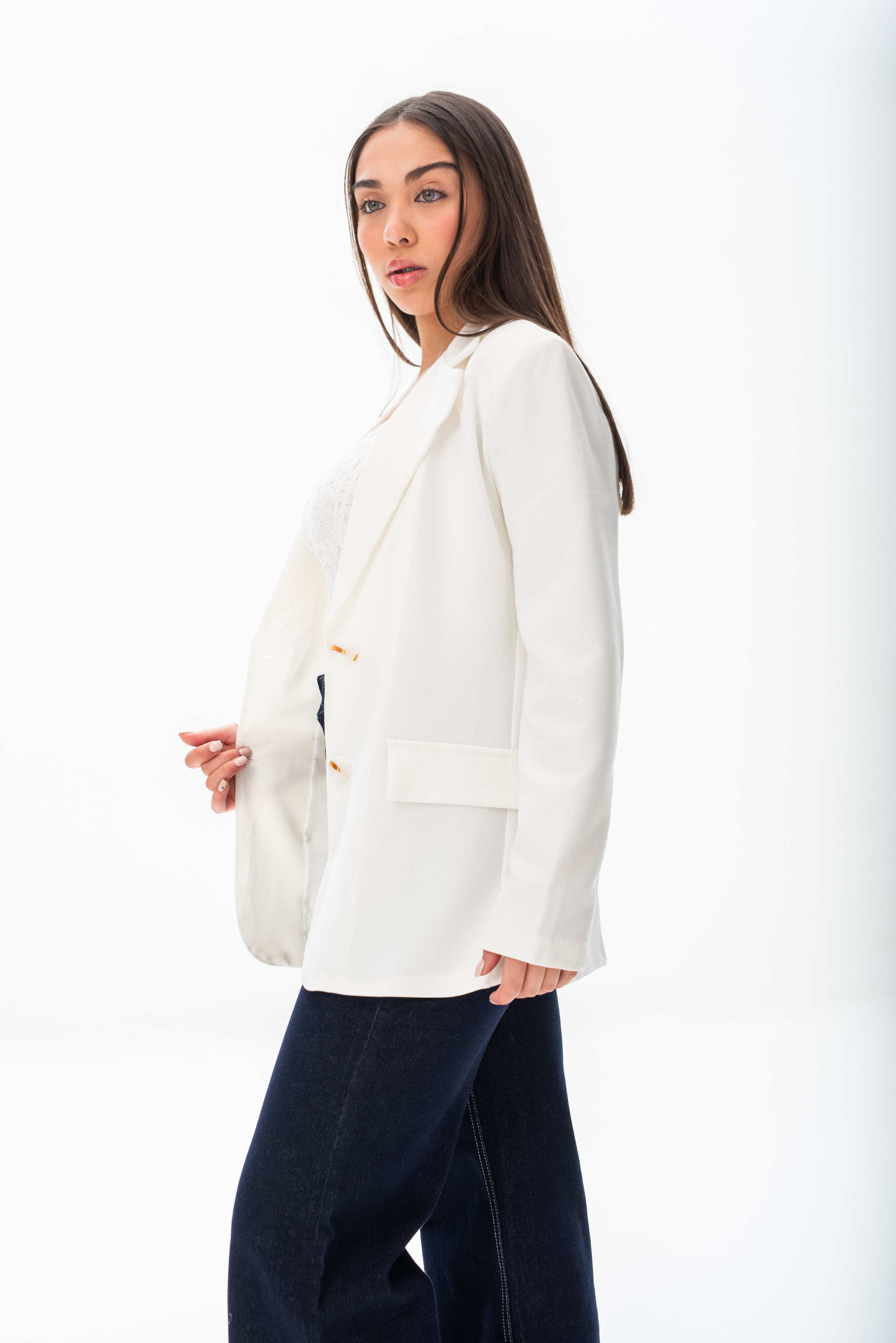Blazer Clásico Cloe Blanco - Detalle botones