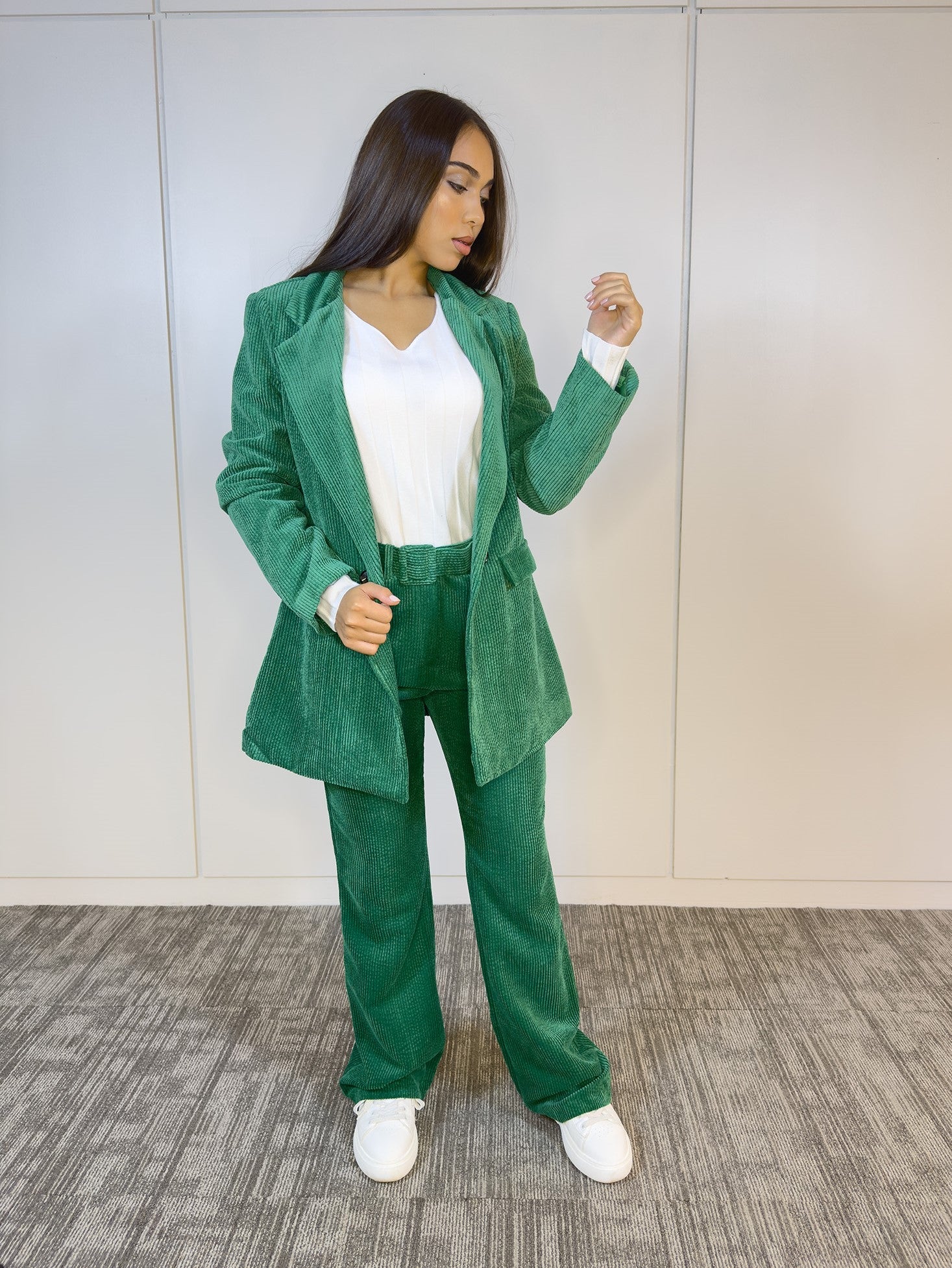 Blazer Cota Verde elegante, vista frontal