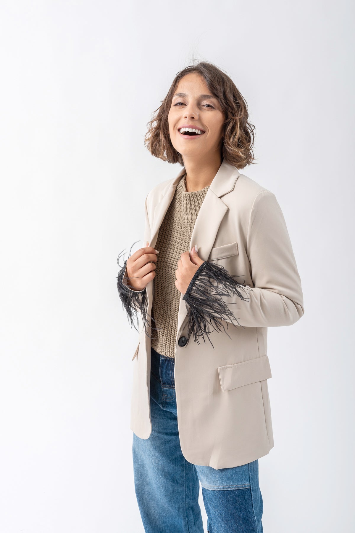 Viviana Méndez - Blazer Piume Beige - Blazers