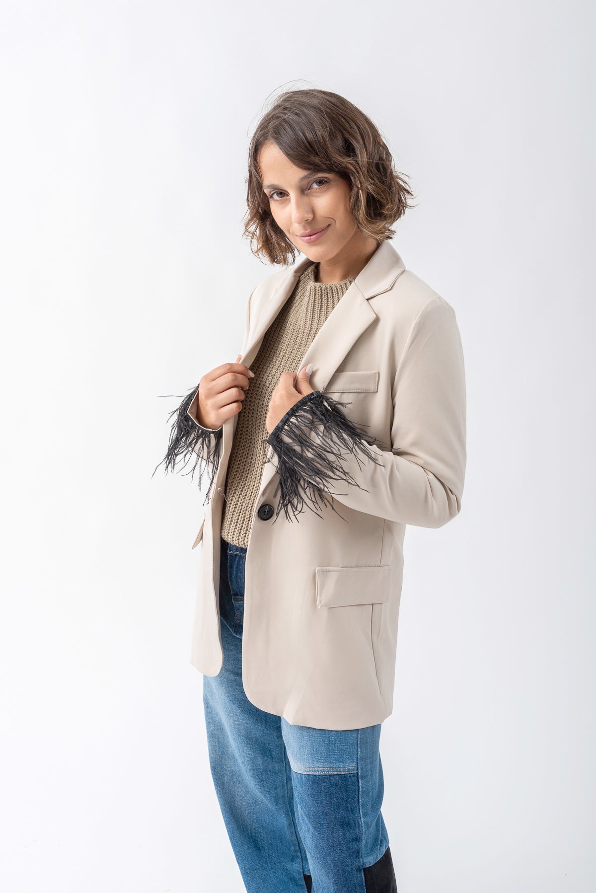 Viviana Méndez - Blazer Piume Beige - Blazers