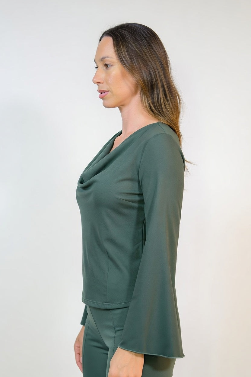 Blusa Donata Verde Oliva - Costado