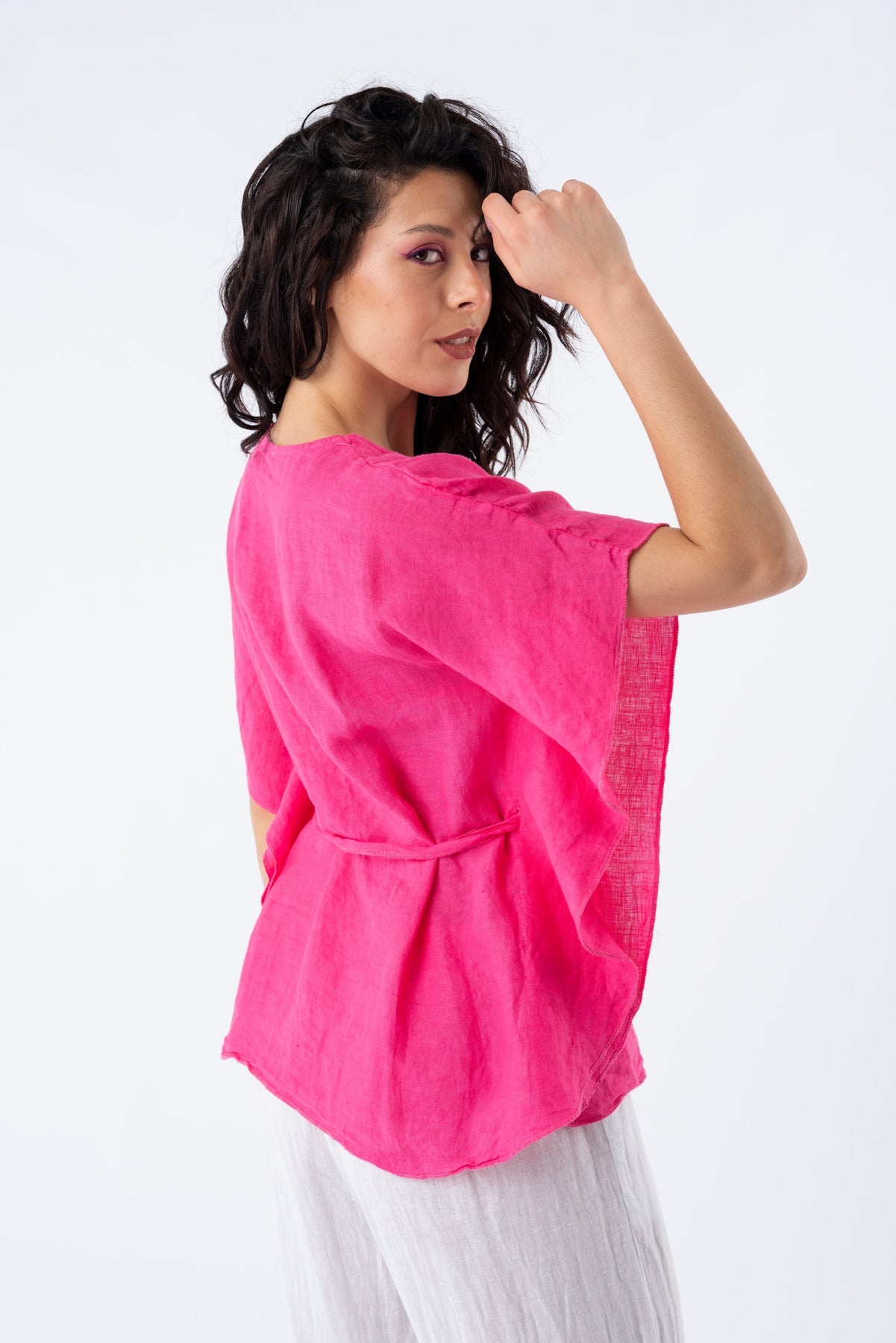 Viviana Méndez - Blusa Positano Fucsia - Vista lateral