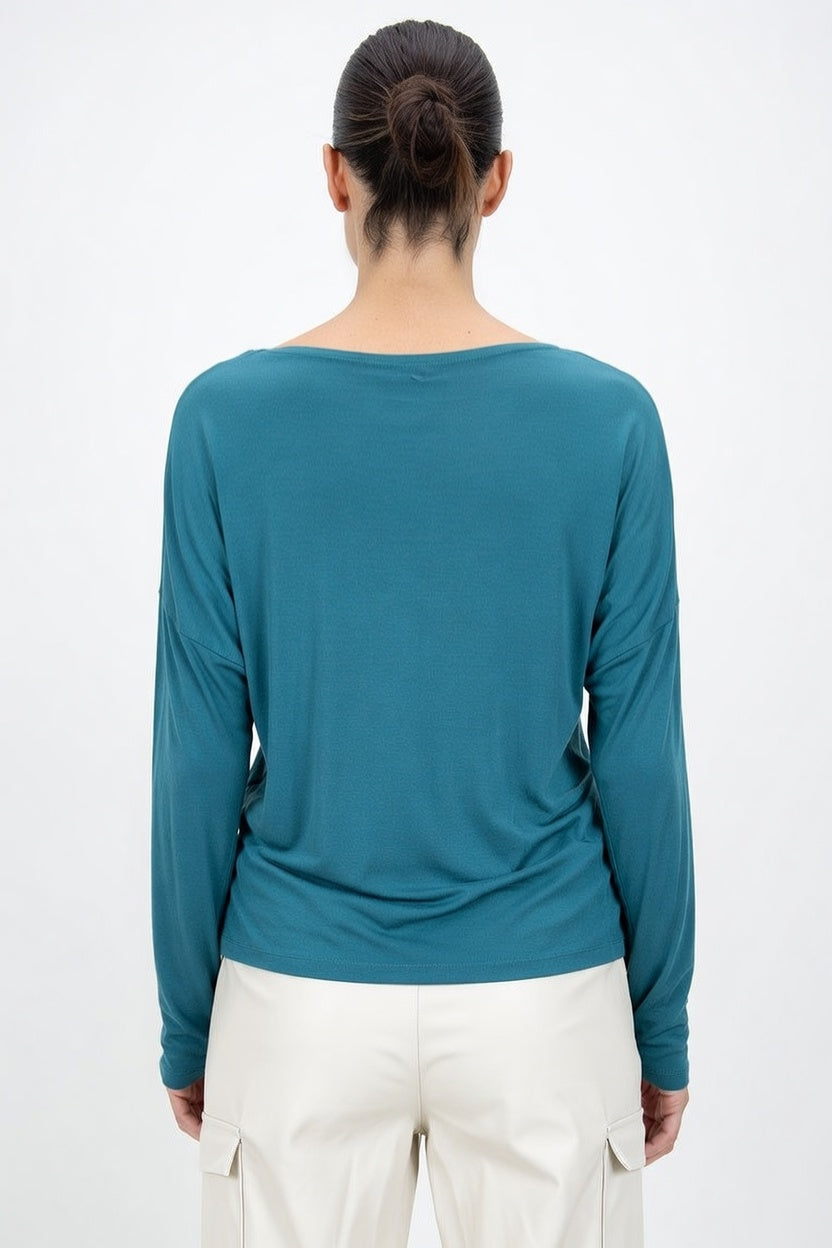 Blusa Rita Verde Petroleo - Atras