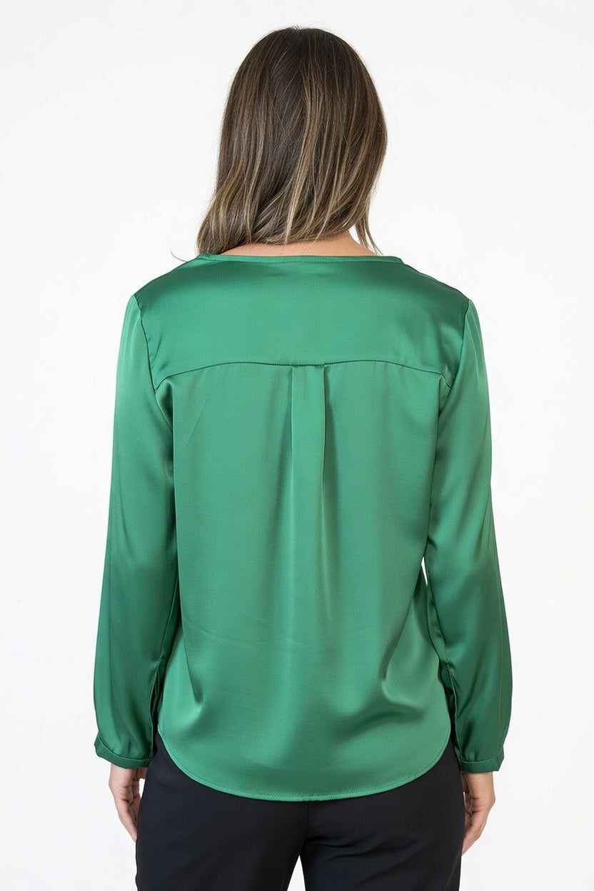Blusa Satiné Poli Verde - Atras