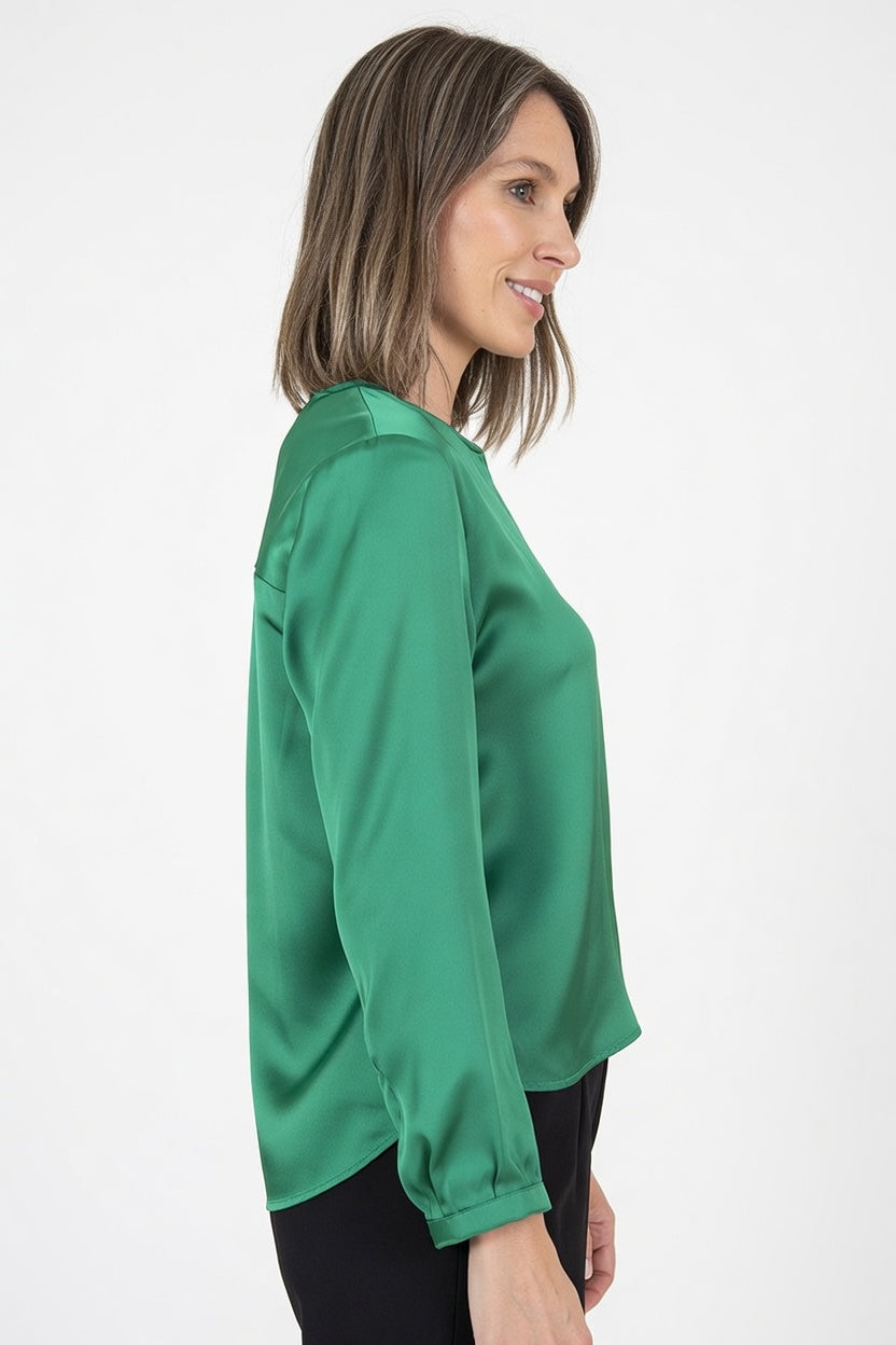 Blusa Satiné Poli Verde - Costado
