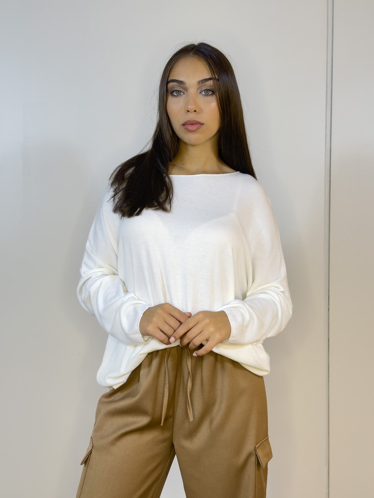 Buzo Lanilla Amplio Blanco - detalle del tejido