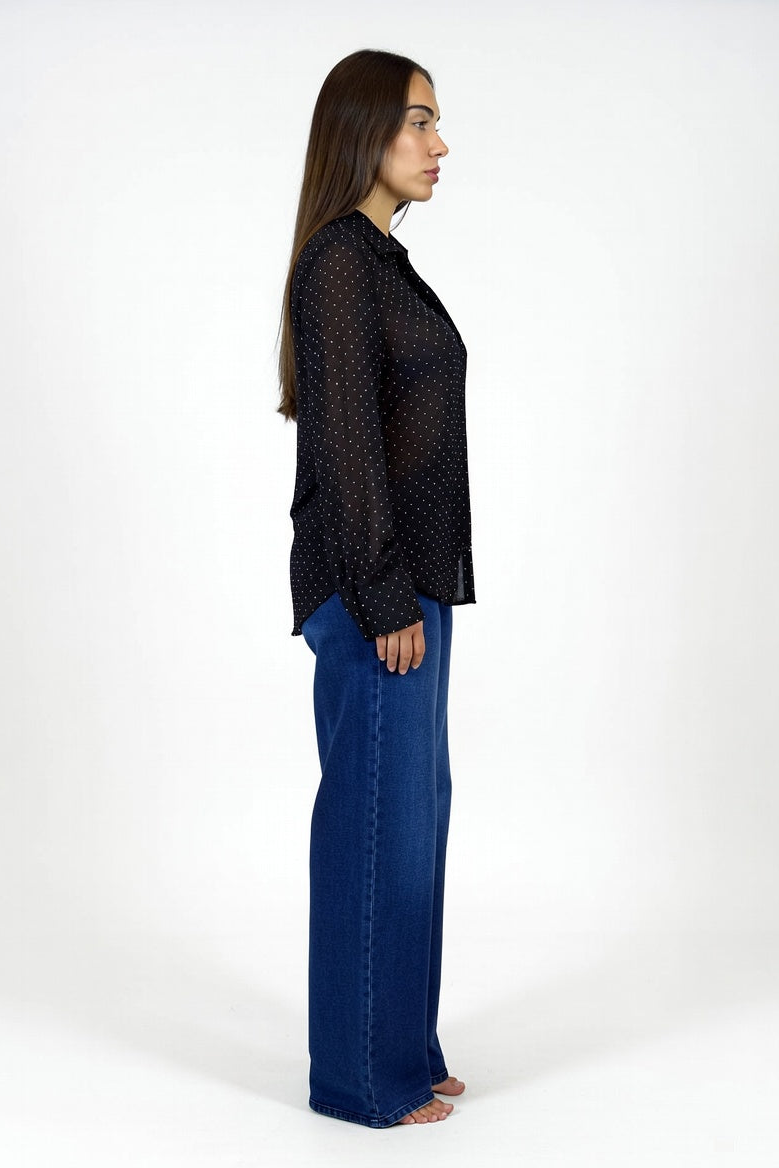 Camisa Alina Negro - Costado