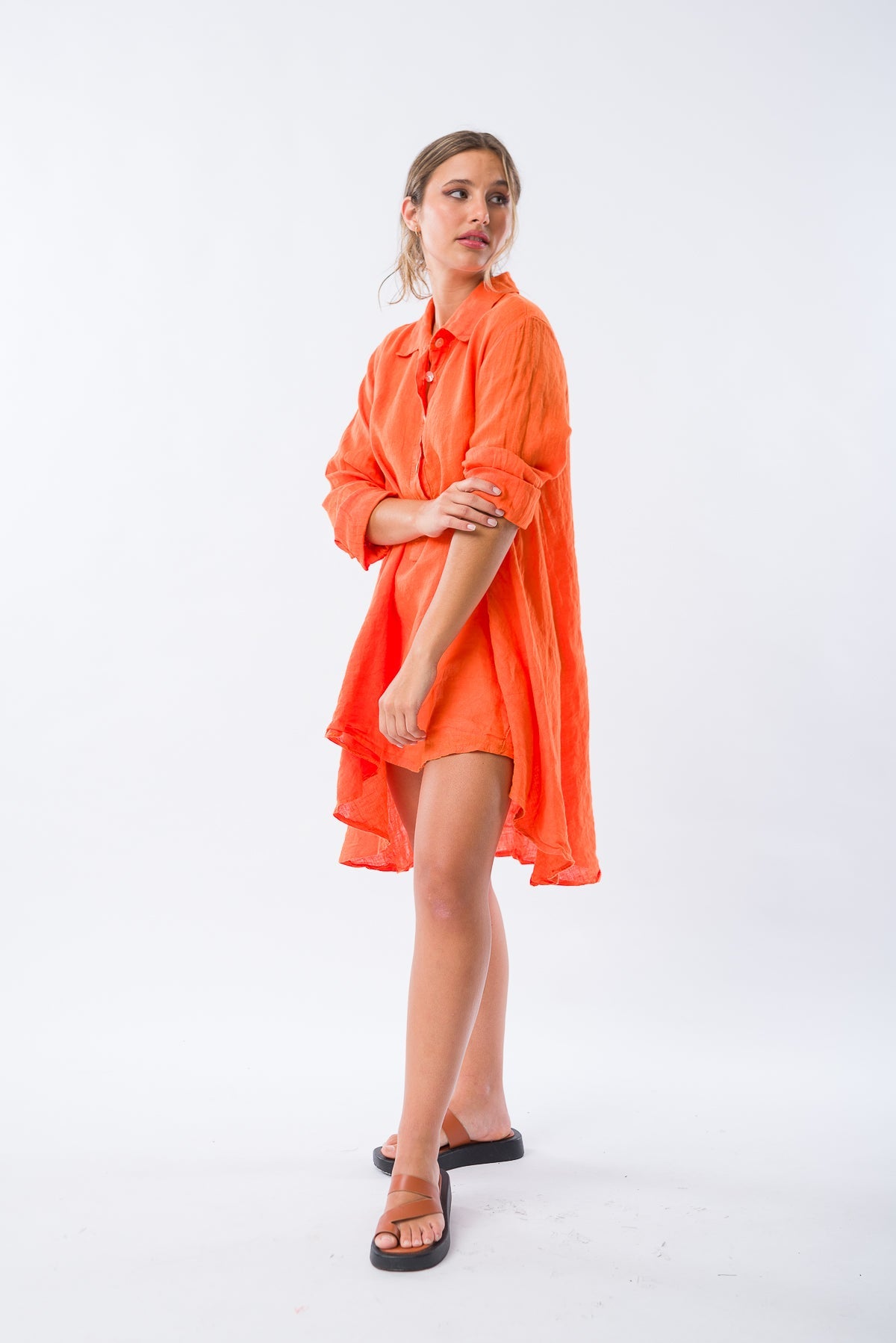 Viviana Méndez - Camisa de Lino Lucía Naranja - Camisas
