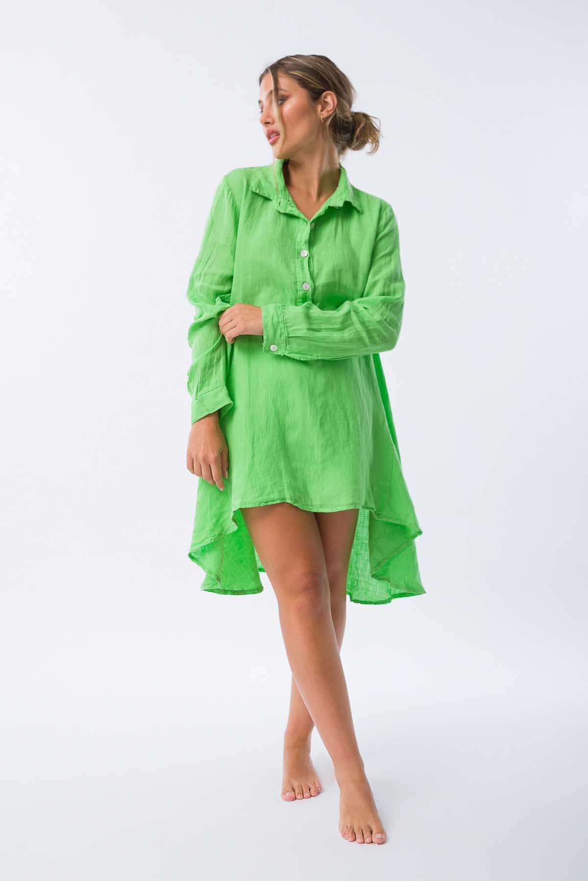 Viviana Méndez - Camisa de Lino Lucía Verde - Camisas