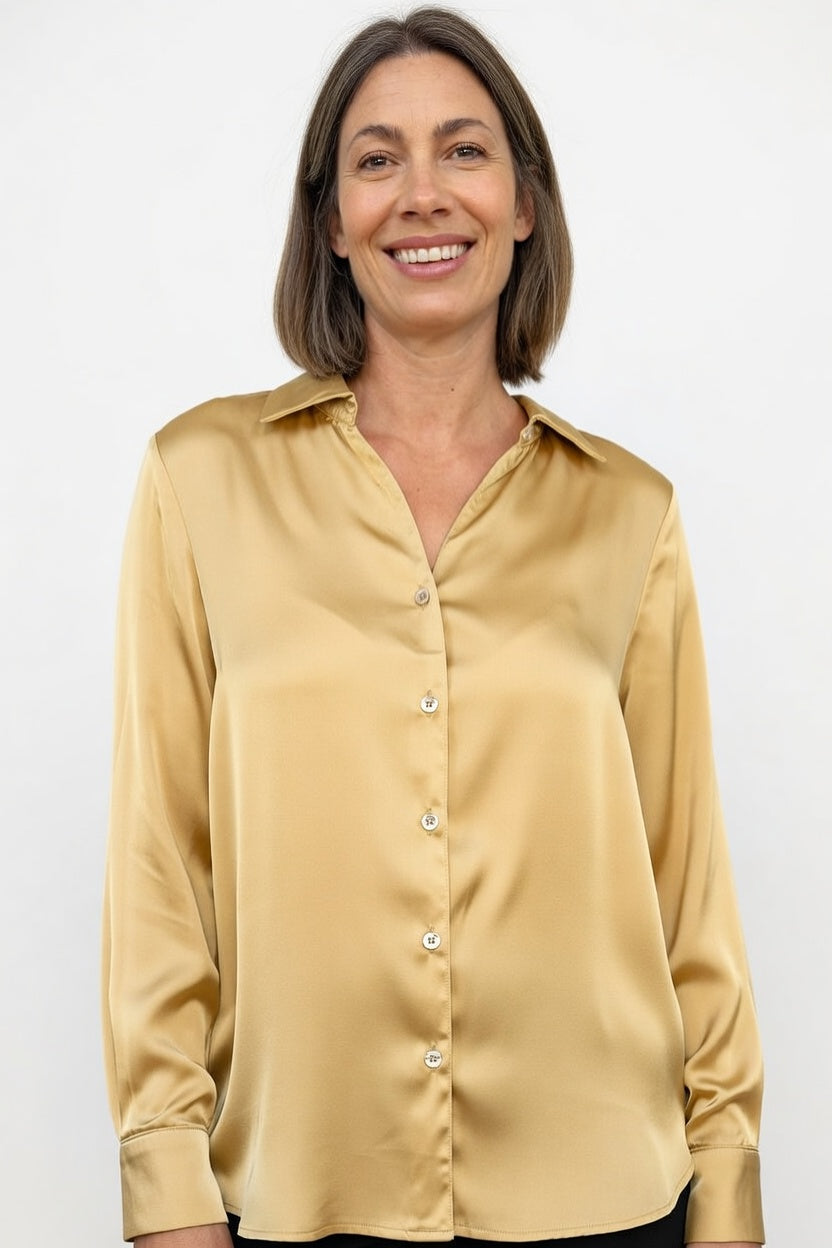 Camisa Plizada Camel - Frente