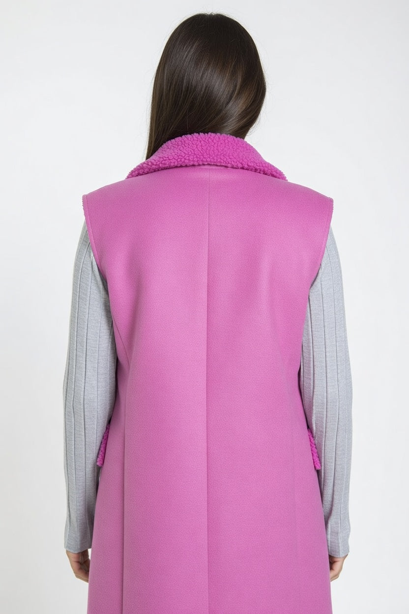 Chaleco Corderoy Fucsia - Atras