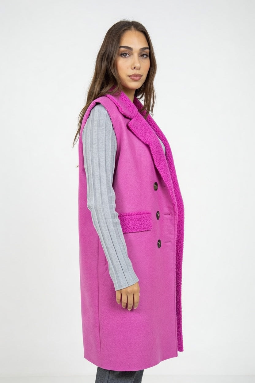 Chaleco Corderoy Fucsia - Costado