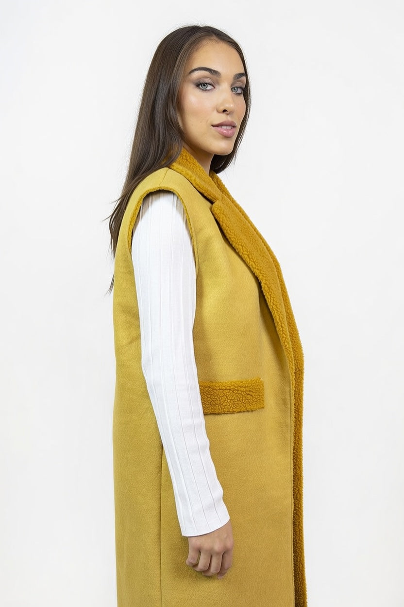 Chaleco Corderoy Mostaza - Costado