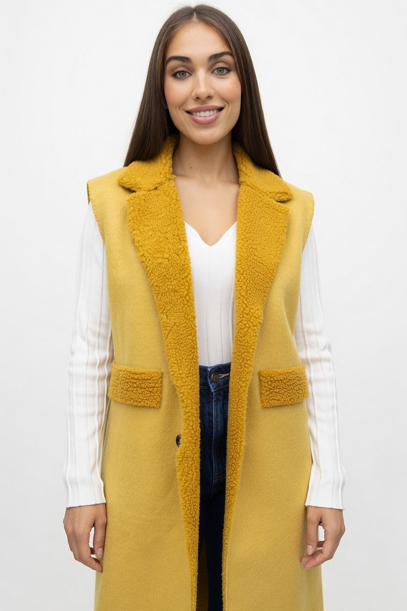 Chaleco Corderoy Mostaza - Frente