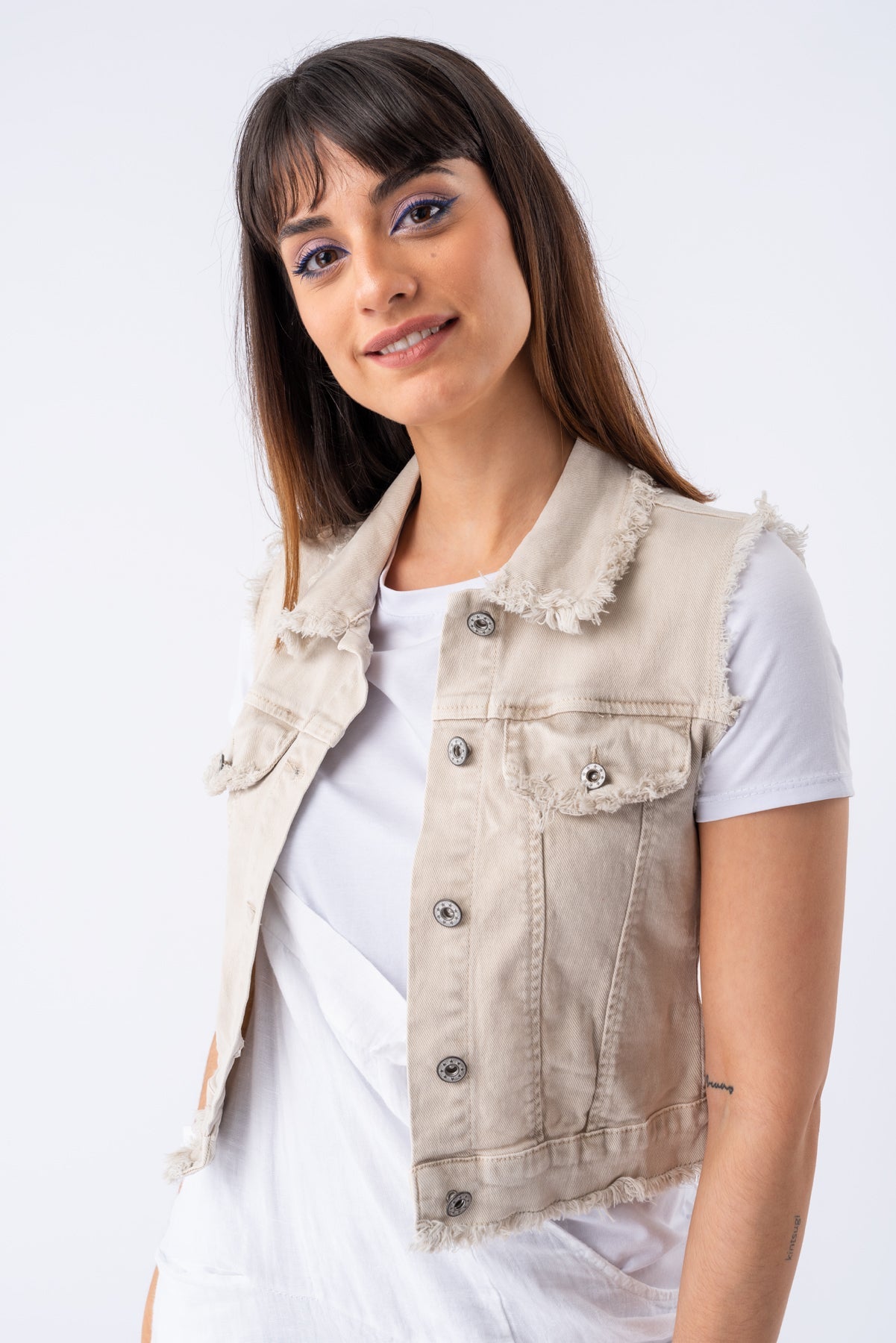 Chaleco de Jeans Colors Beige
