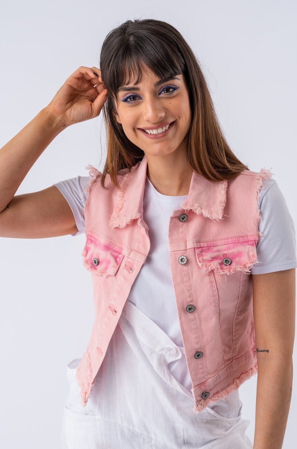 Viviana Méndez - Chaleco de Jeans Colors - Rosa - Chalecos