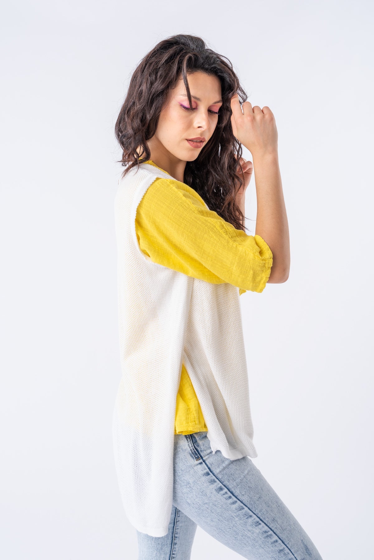 Viviana Méndez - Chaleco Largo Blanco - SALE