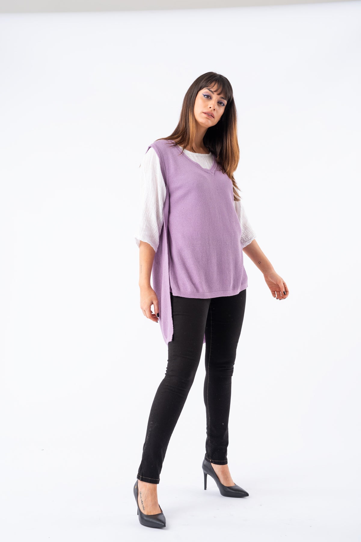 Viviana Méndez - Chaleco Largo Lila - SALE