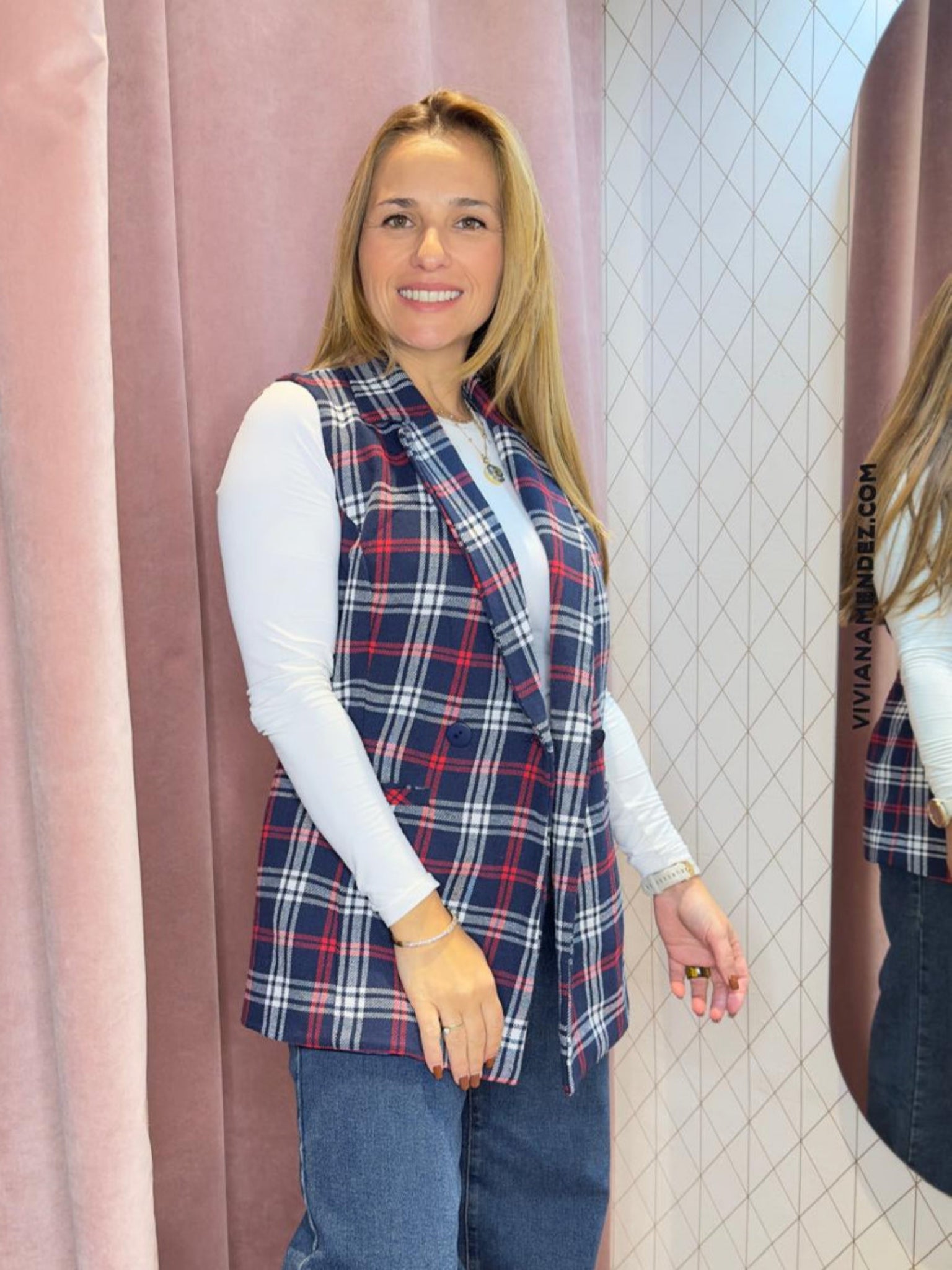 Chaleco Royal en diseño escocés - vista frontal