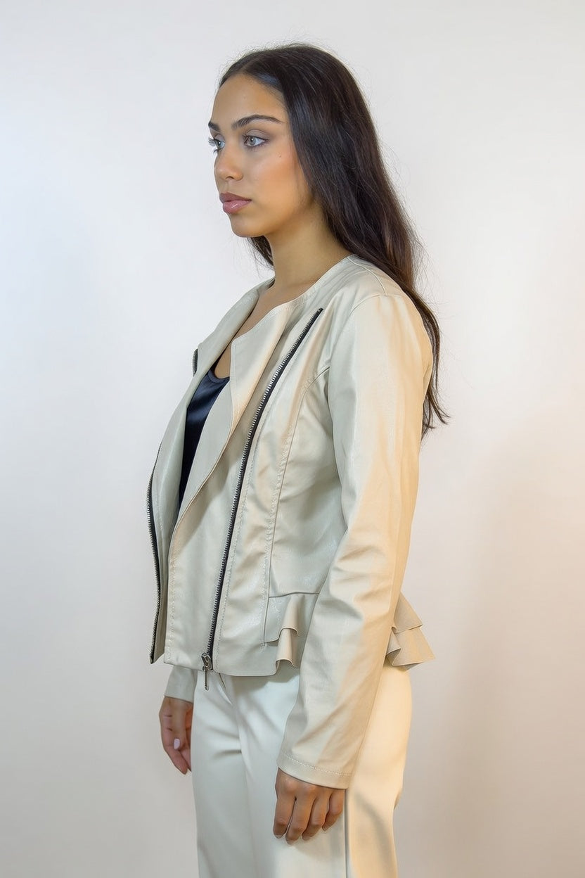 Chaqueta Eco Cuero Fort - Beige - Costado