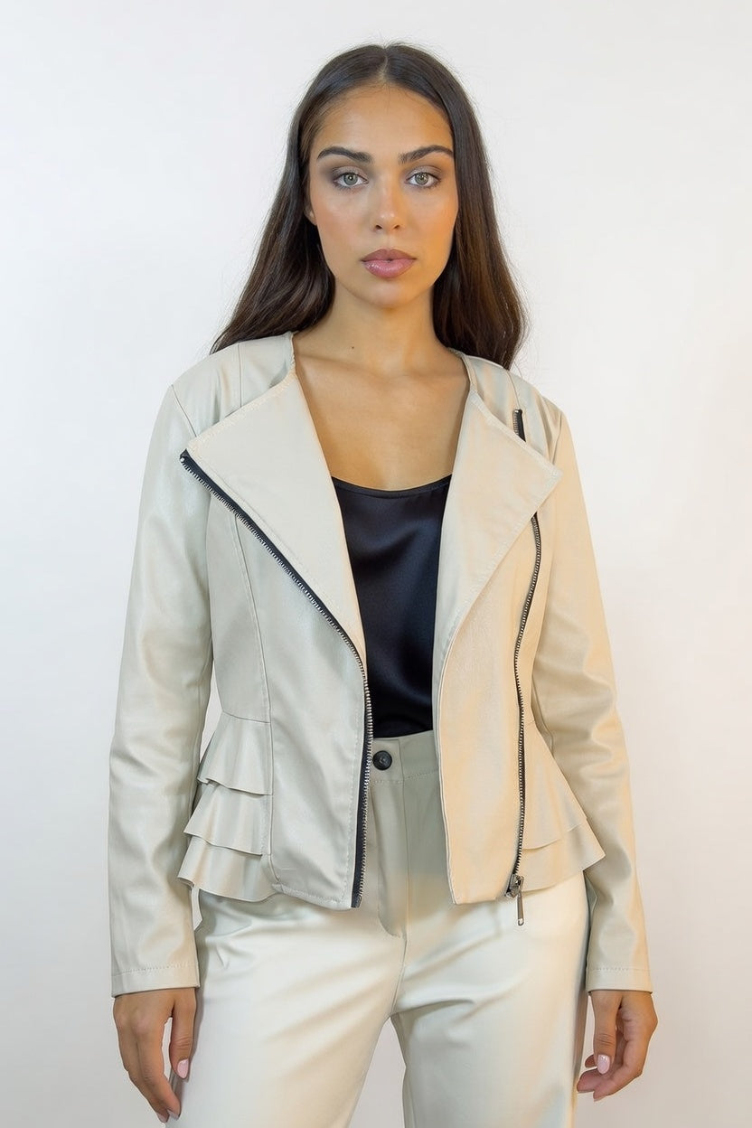 Chaqueta Eco Cuero Fort - Beige - Frente