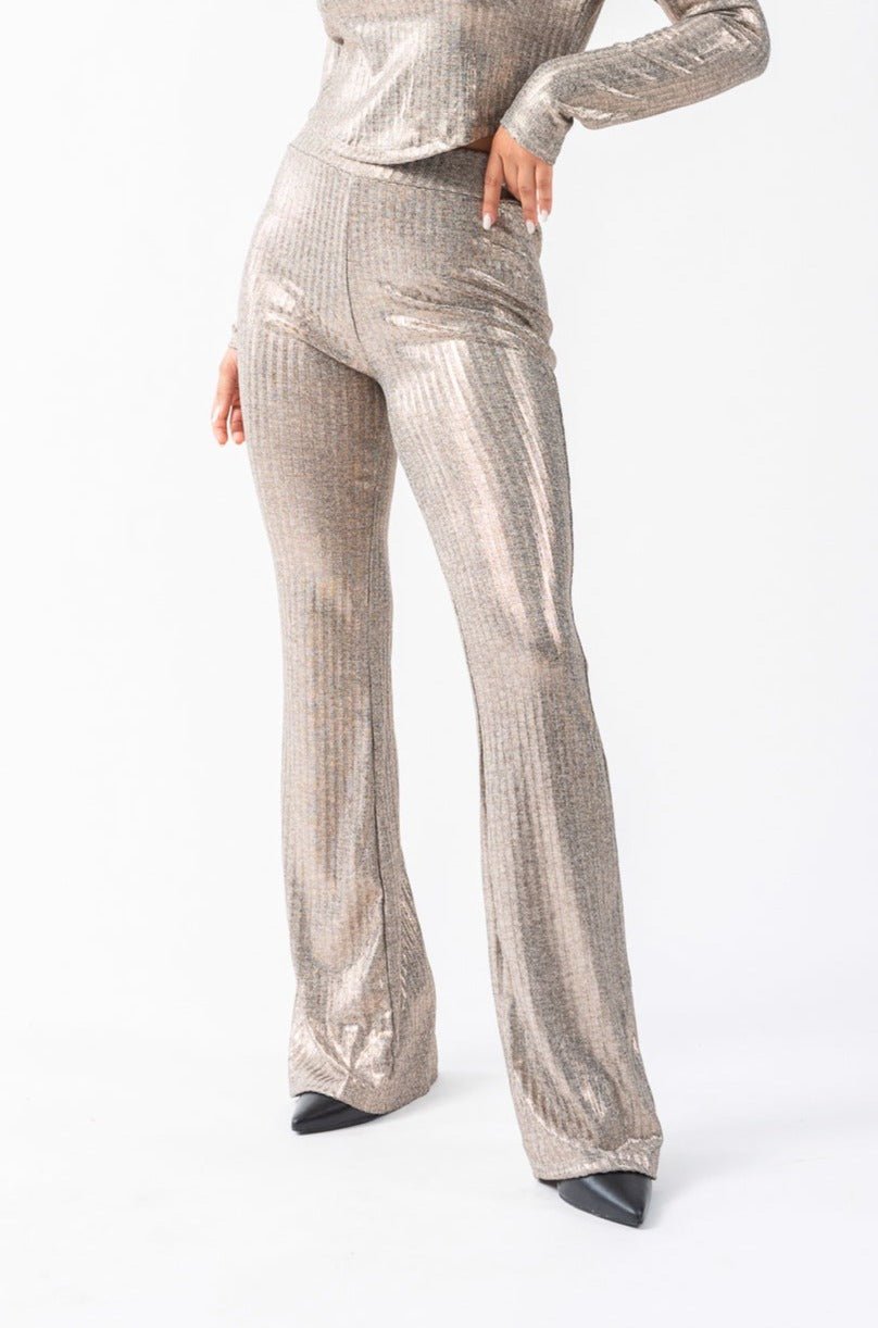 Pantalón Palazzo Lucy Oro de Viviana Méndez - vista frontal