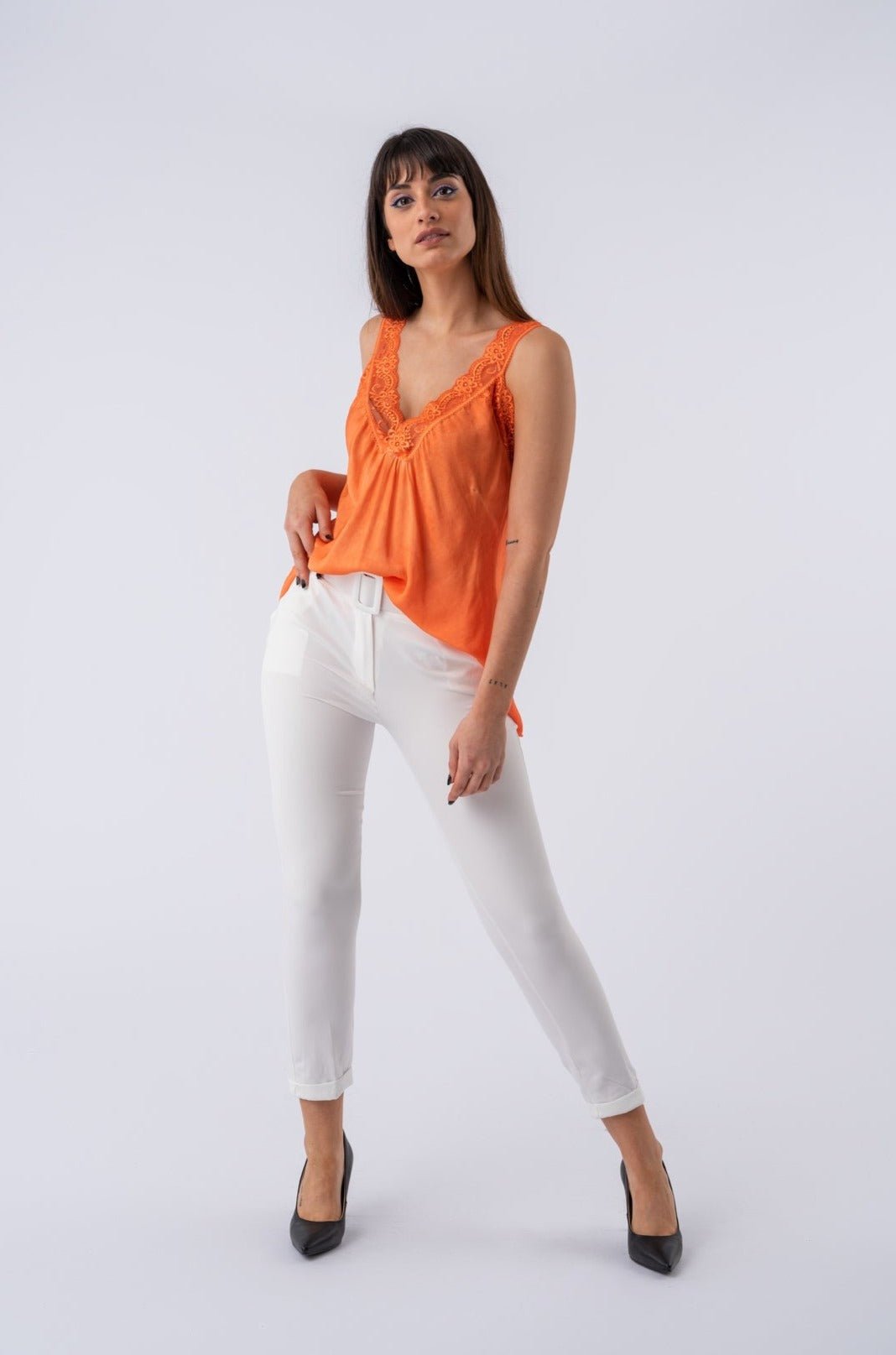 Viviana Méndez - Pantalón Ceinture Blanco - Pantalones