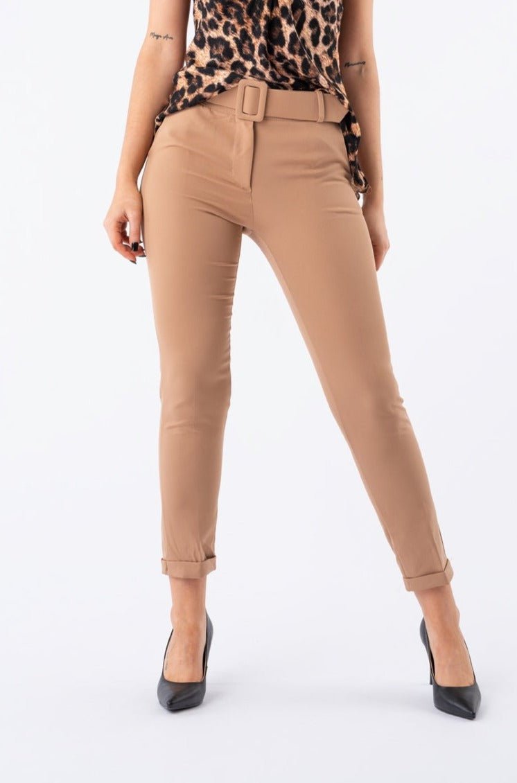Viviana Méndez - Pantalón Ceinture Camel - Pantalones