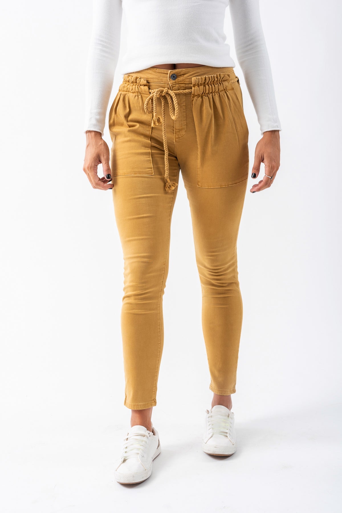 Viviana Méndez - Pantalón con Cordón Mostaza - Pantalones