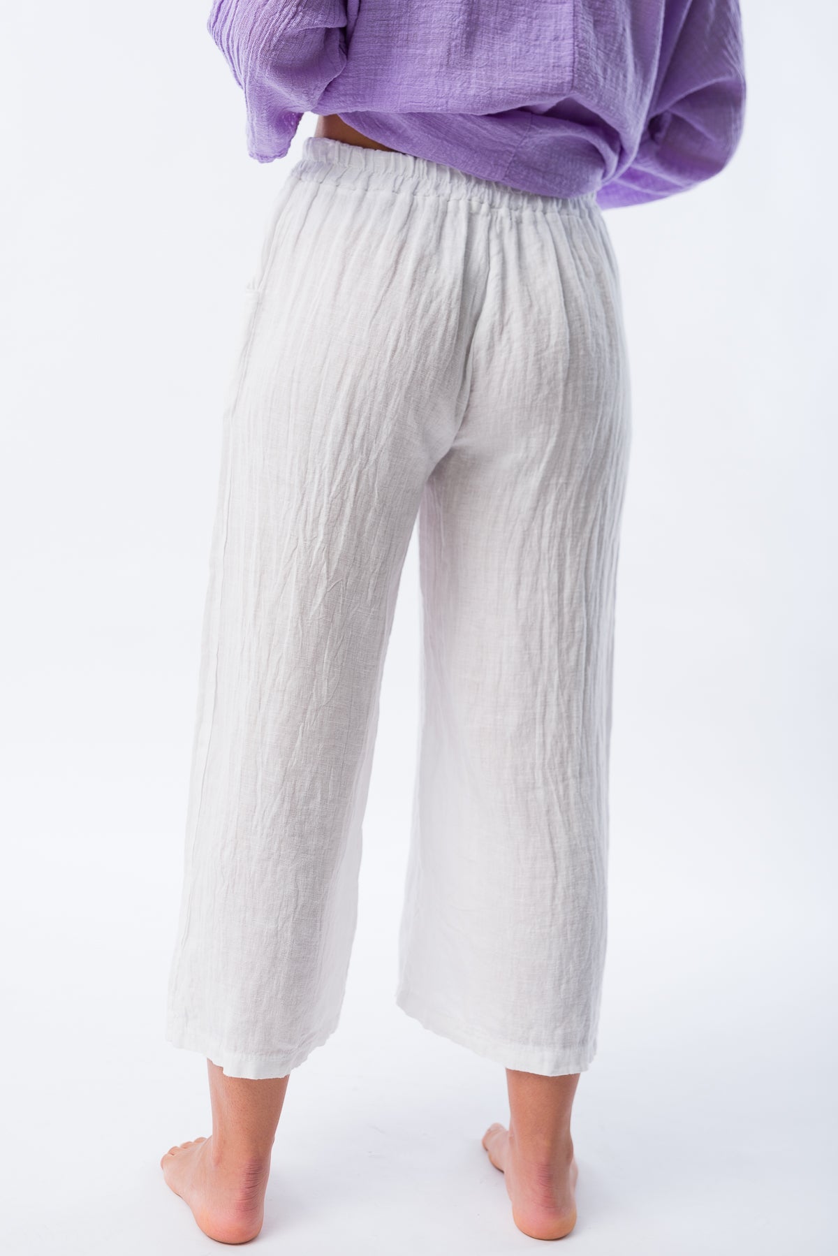 Viviana Méndez - Pantalón Corto de Lino Blanco - Pantalones