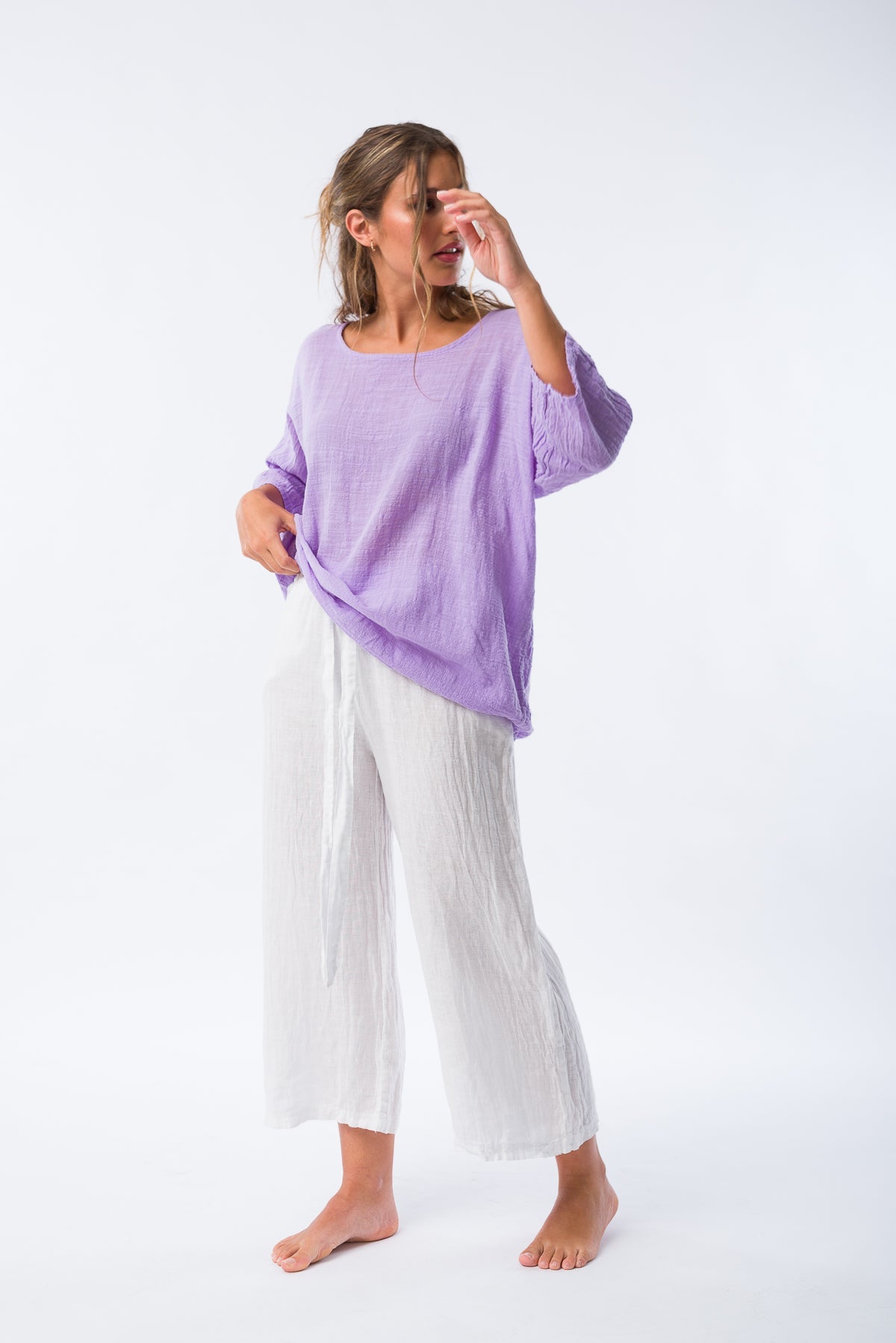 Viviana Méndez - Pantalón Corto de Lino Blanco - Pantalones