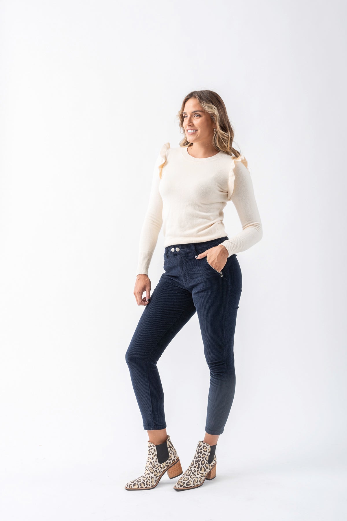 Viviana Méndez - Pantalón de Pana Azul - Pantalones