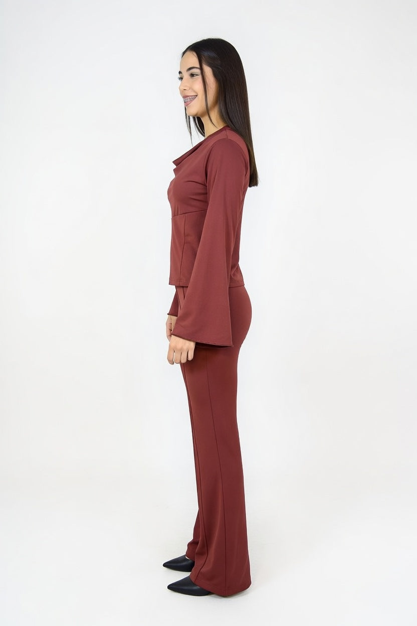 Pantalón Donata Bordó - Costado