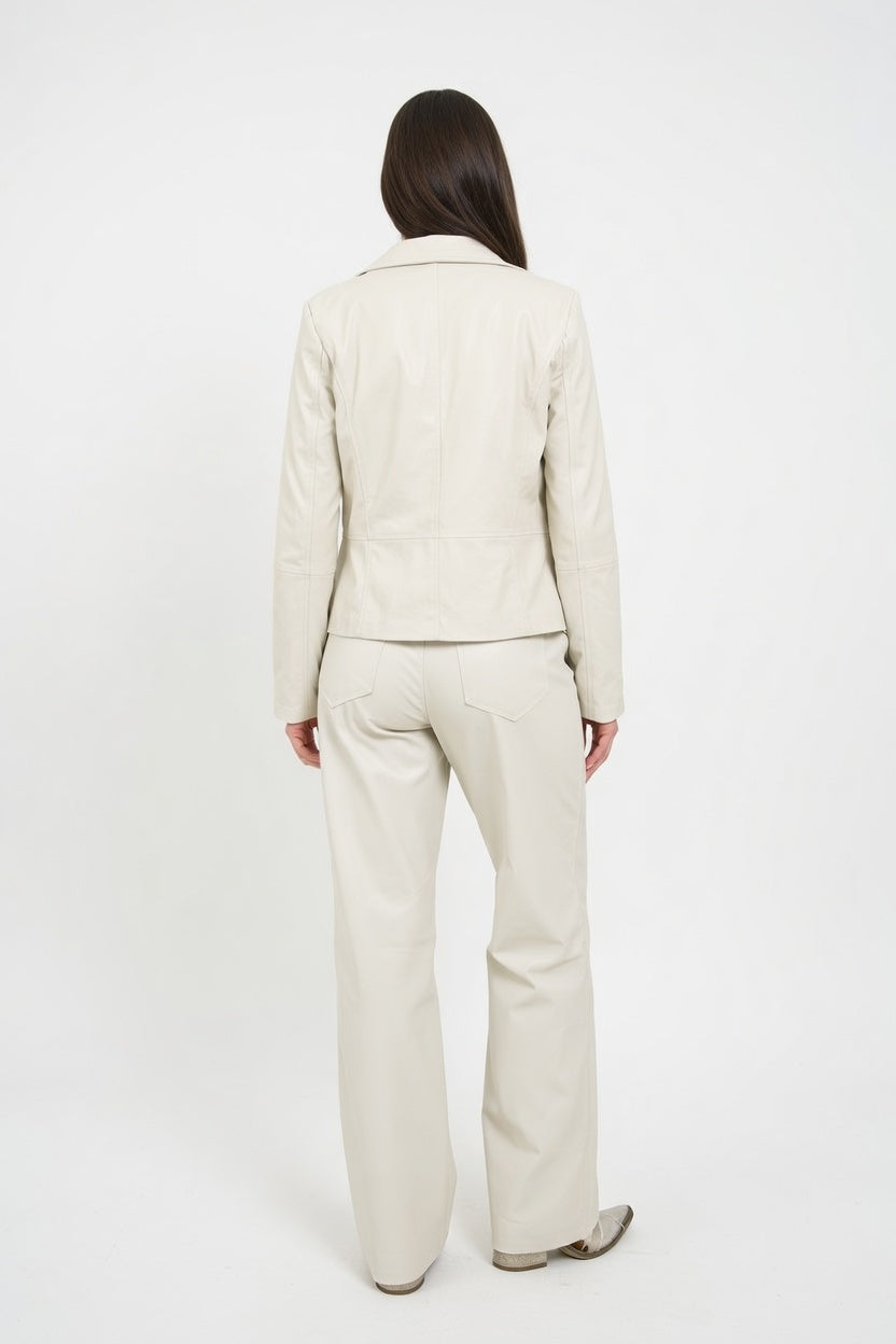 Pantalón Eco Cuero Beige - Atras