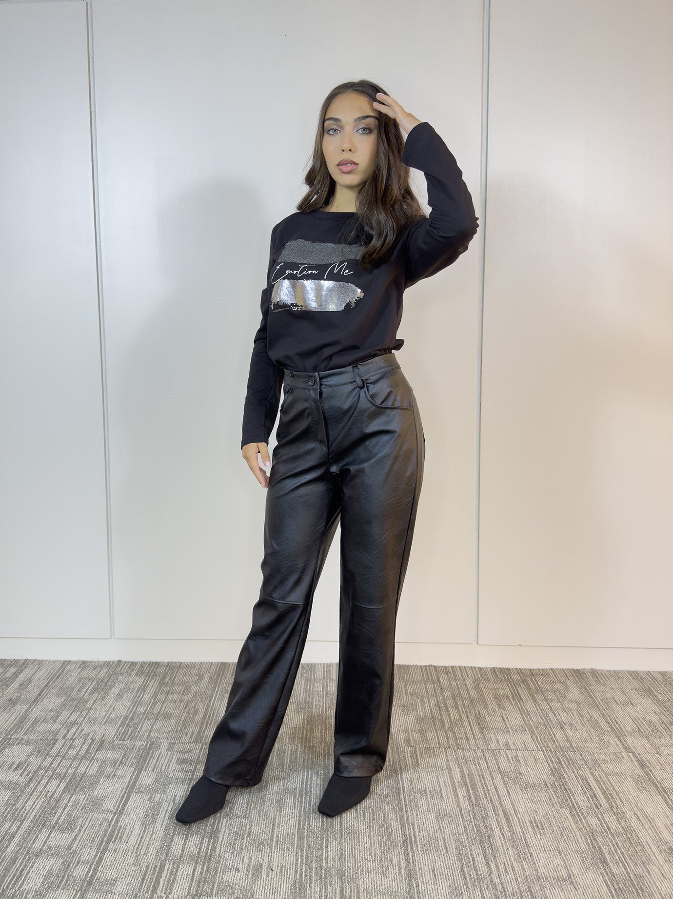 Viviana Méndez - Pantalón Eco Cuero Negro - Pantalones