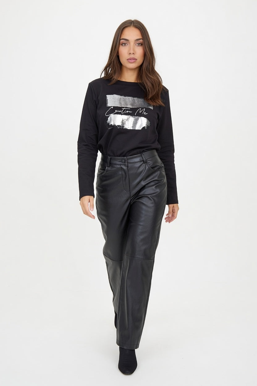 Pantalón Eco Cuero Negro - Walking