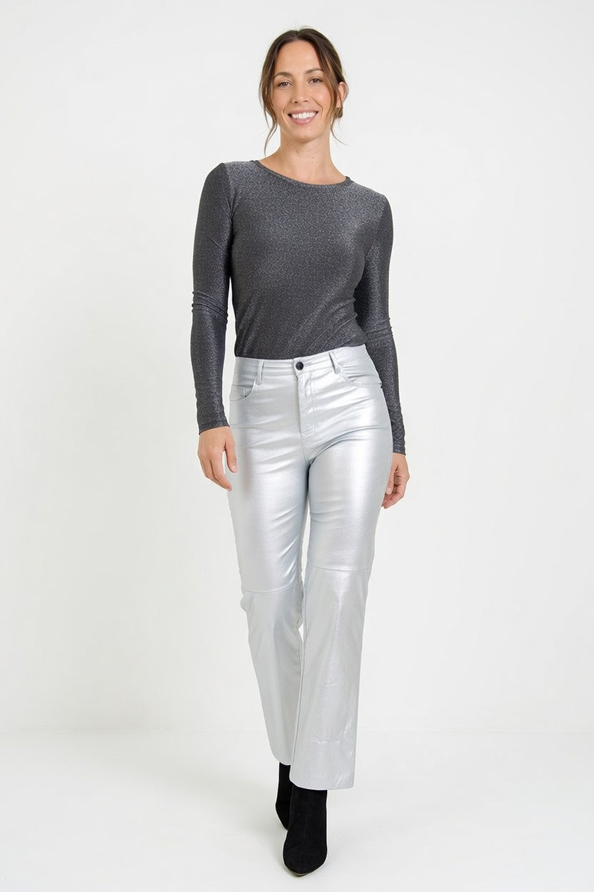 Pantalón Eco Cuero Plata - Frente