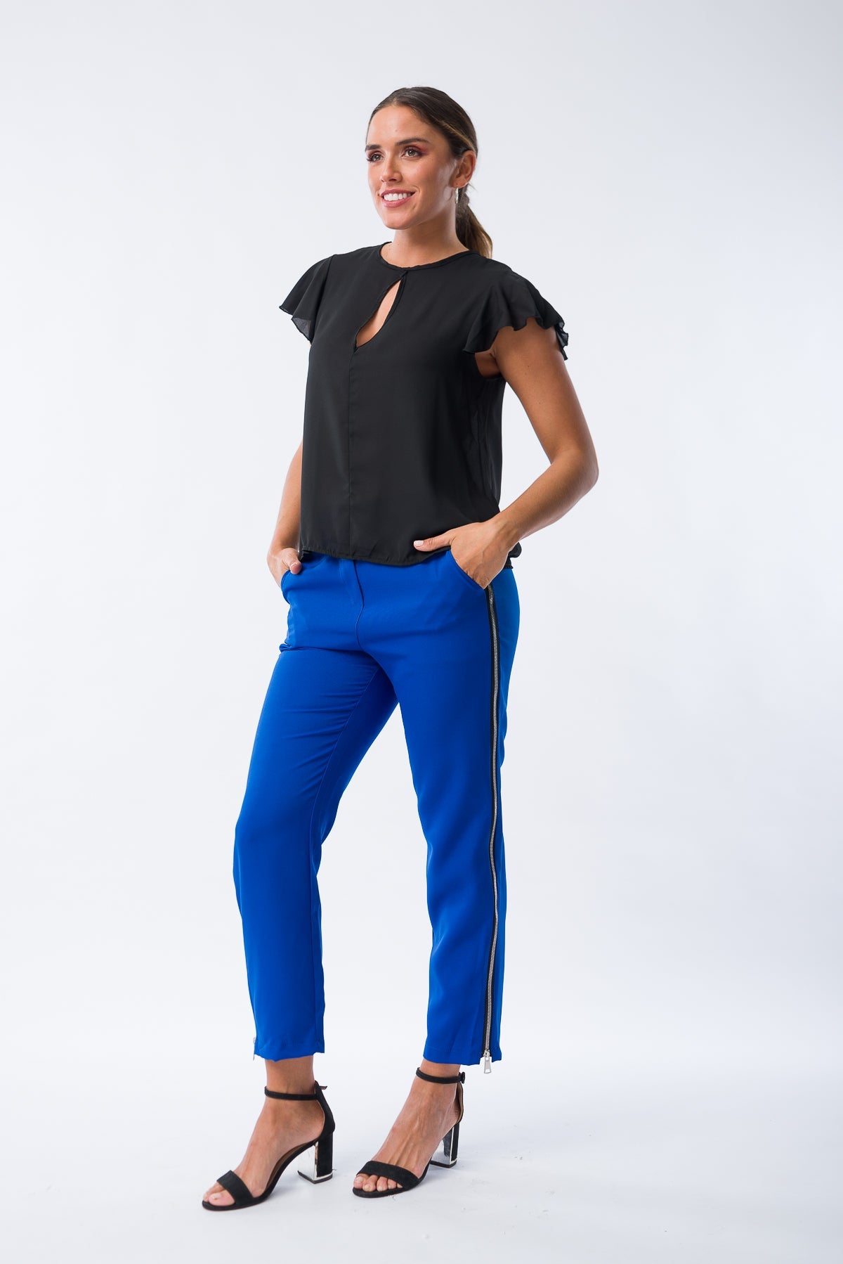 Viviana Méndez - Pantalón Fermet Azul Francia - Pantalones