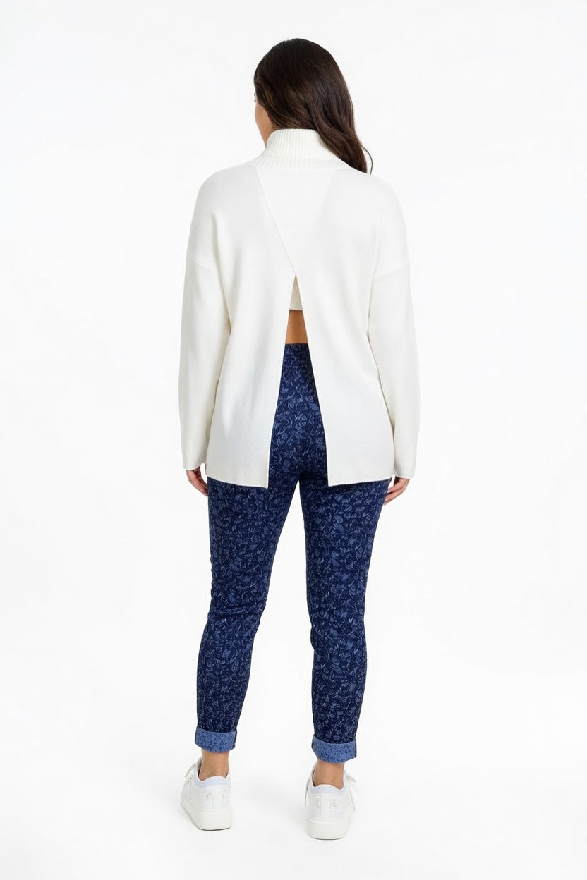 Pantalón Legato Jackard Azul - Atras