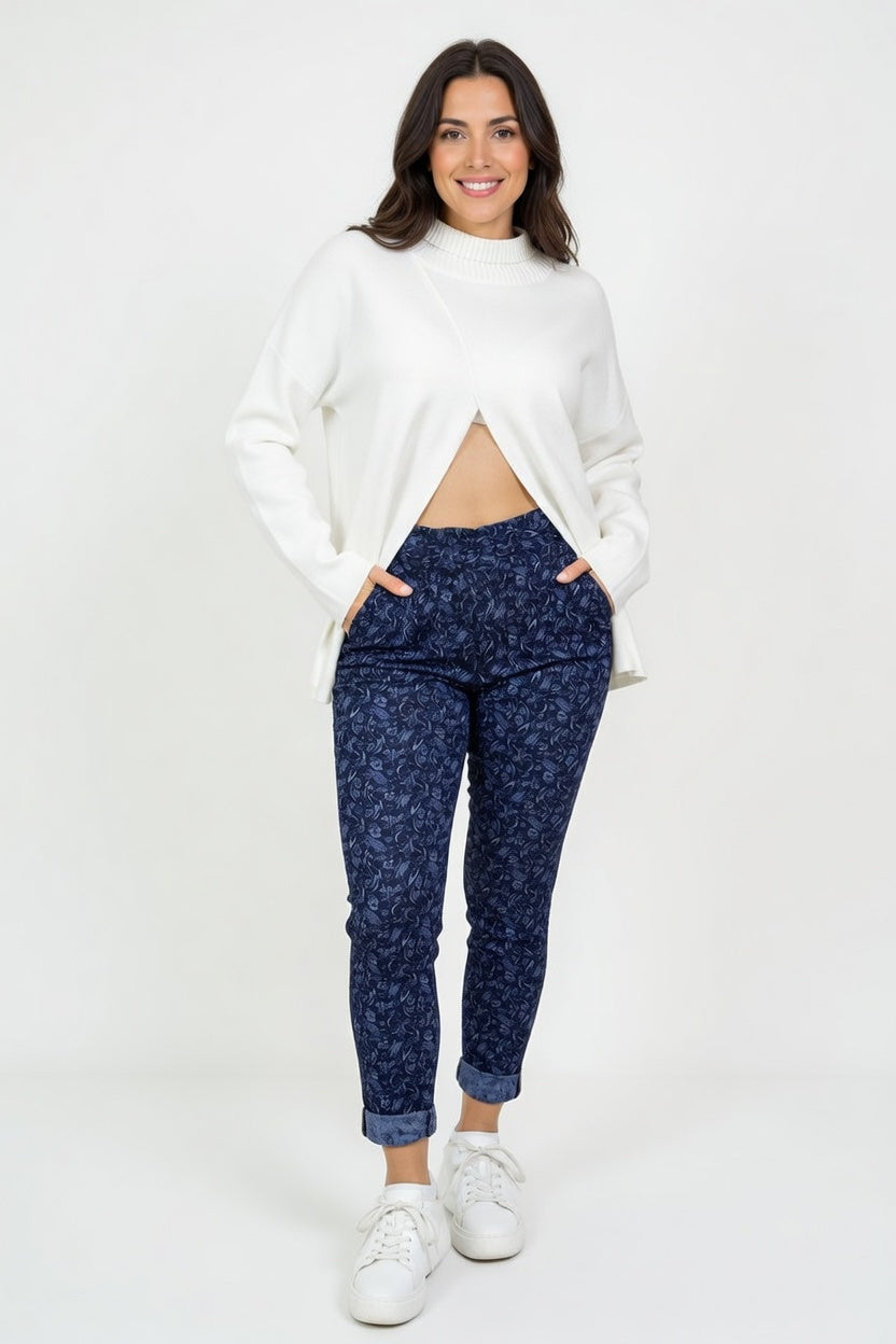 Pantalón Legato Jackard Azul - Frente