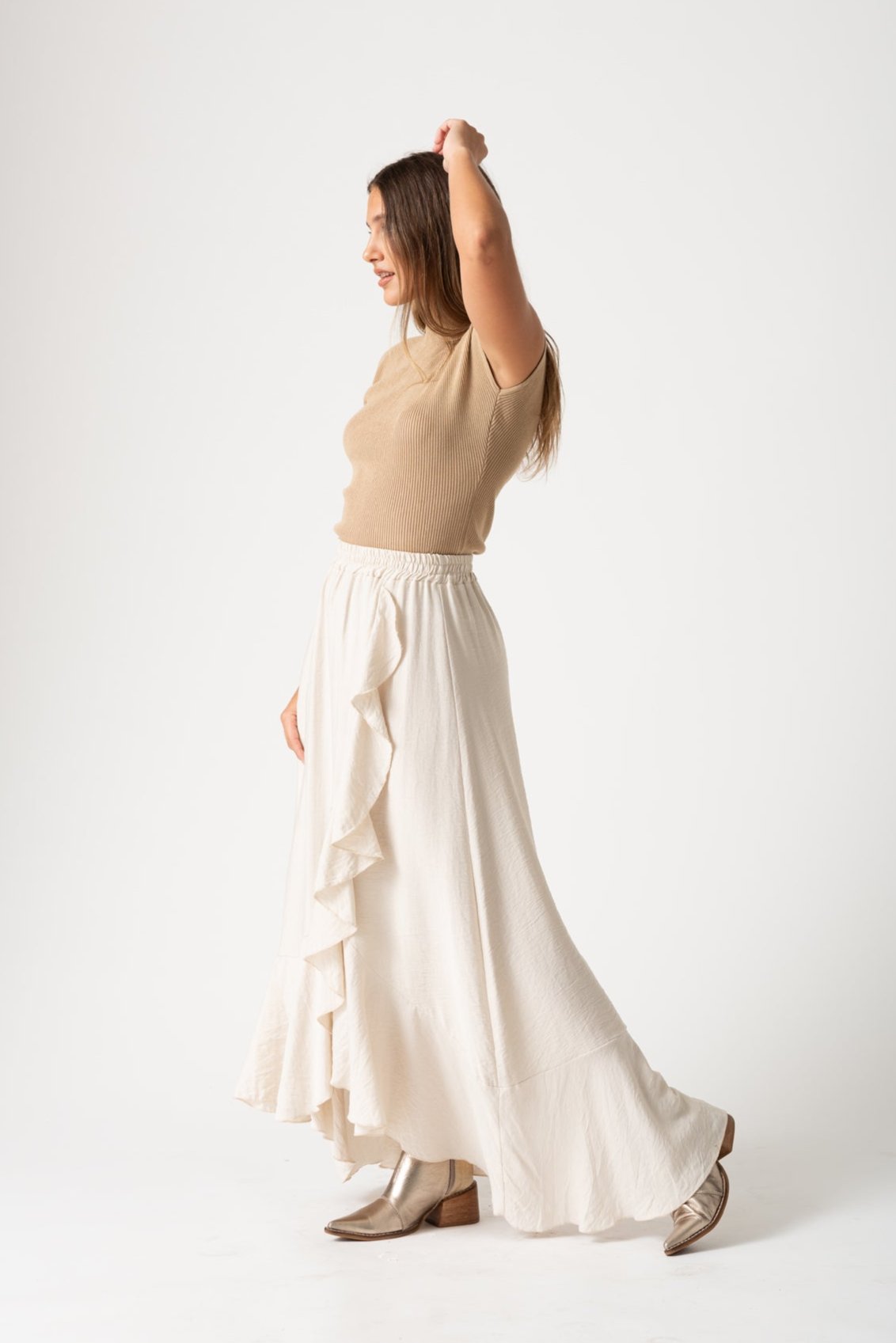 Viviana Méndez - Pollera Flamand Beige - Faldas