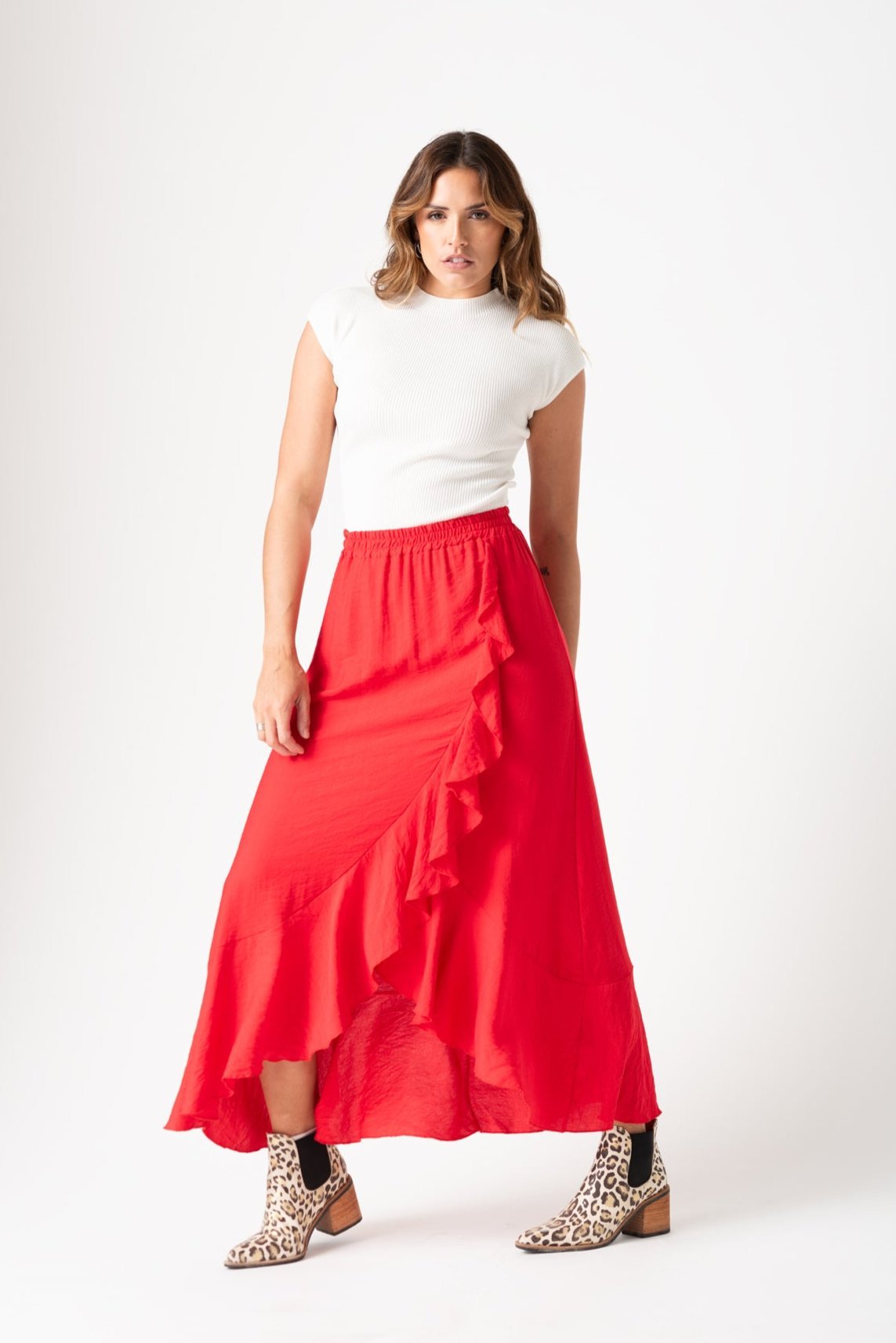 Viviana Méndez - Pollera Flamand Rojo - Faldas