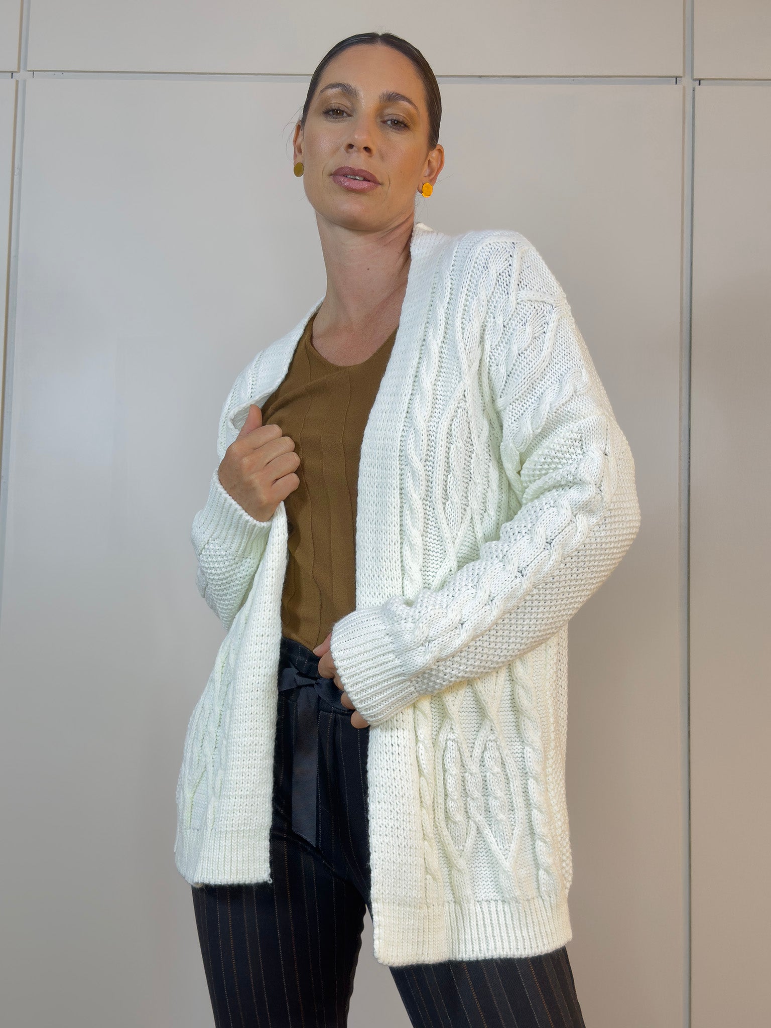 Detalle del tejido texturizado del Saco Nappa Blanco