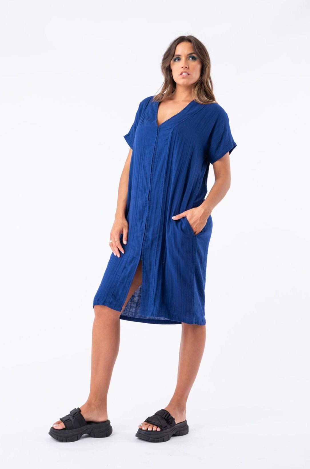 Viviana Méndez - Túnica Eve Cotton Gauze Azul - SALE