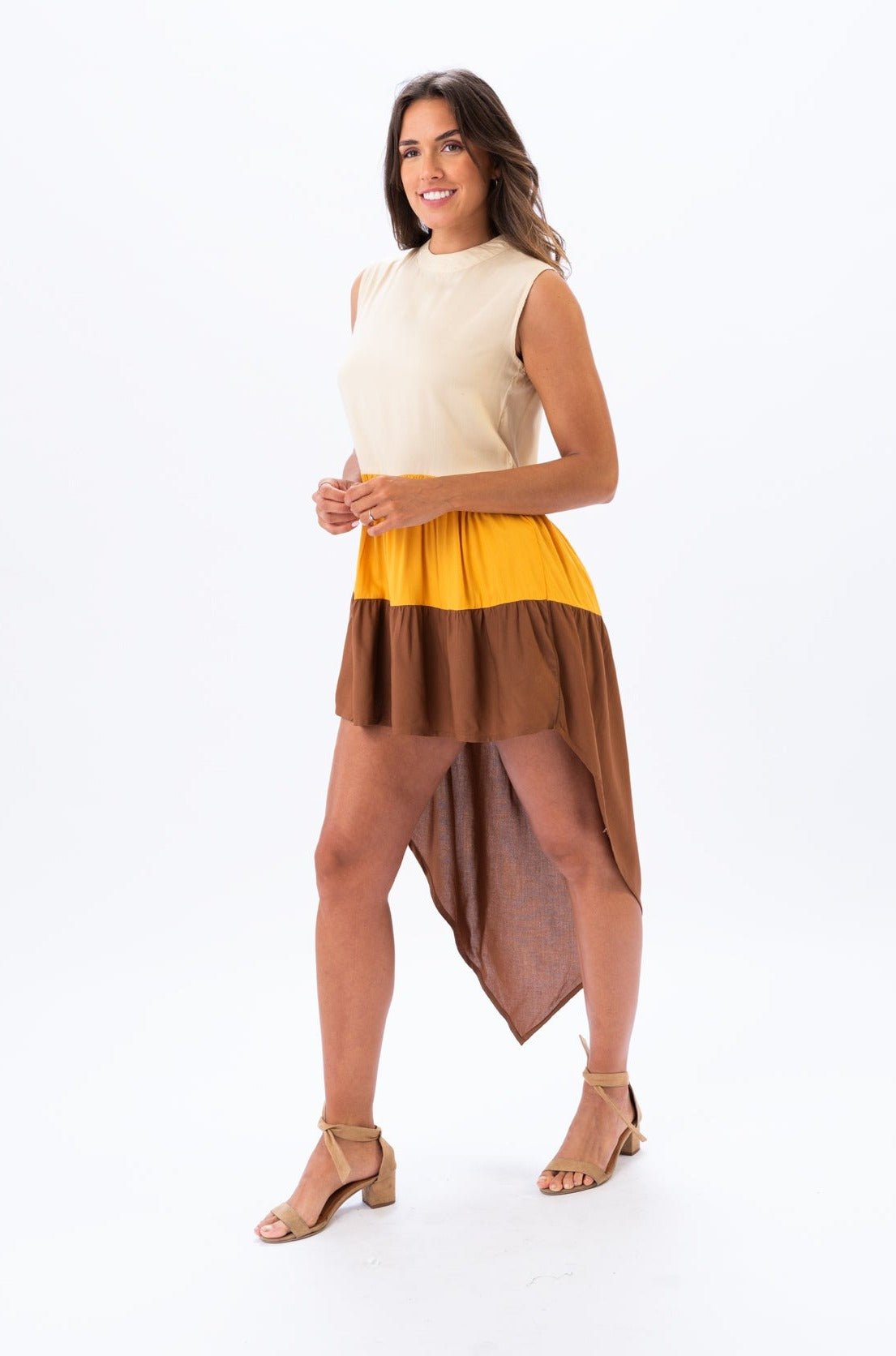 Viviana Méndez - Vestido Irregular Cande Marrón - SALE